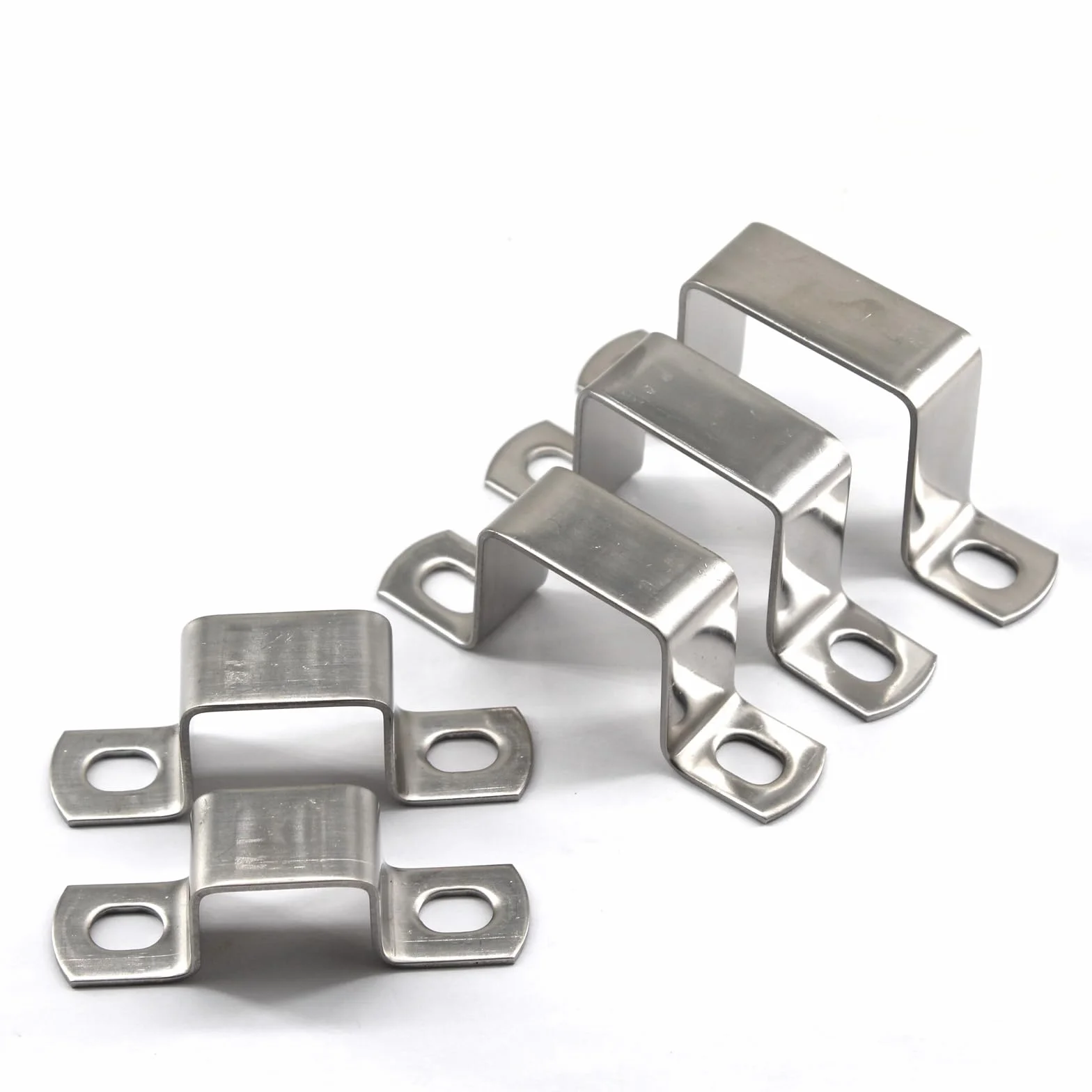 Supporto per tubo quadrato a forma di U, 30 x 30 mm, in acciaio inox 304, con viti autofilettanti in acciaio inox, 10 pezzi