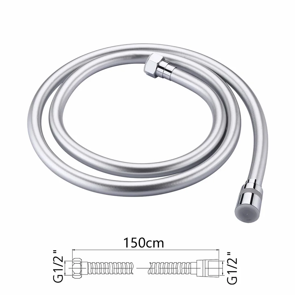GRIFEMA COMPLENTO-G852 Flessibile Doccia in PVC (G1/2 pollici, 150 CM), Tubo Doccia da Anti Torsione, Bianca/Cromo