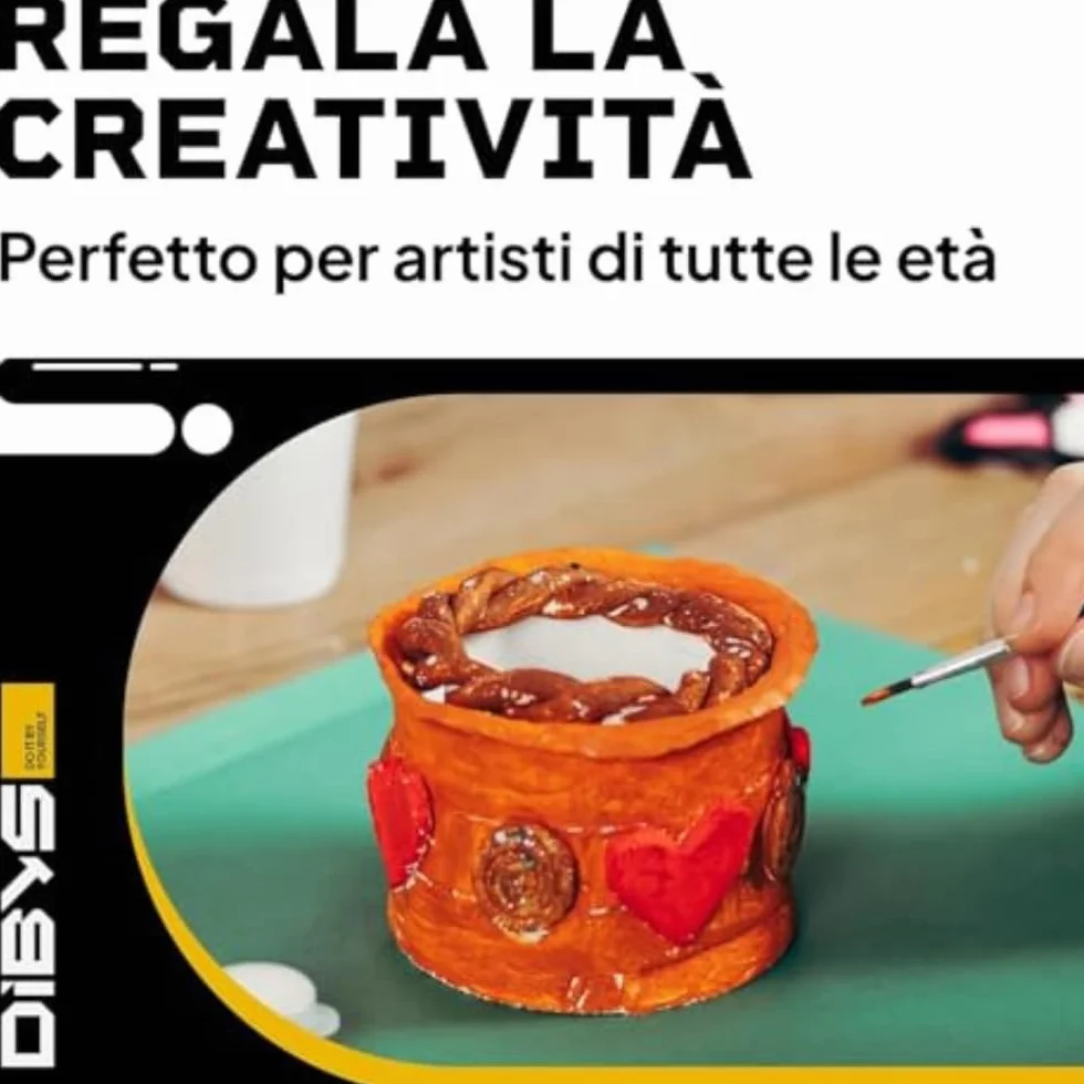 DIBYS Set di Ceramica per la Casa | Kit Completo con Argilla Autoindurente Bianca, Strumenti di Modellazione, Colori e Pennelli | Hobby Creativo Fai da Te | Idea Regalo