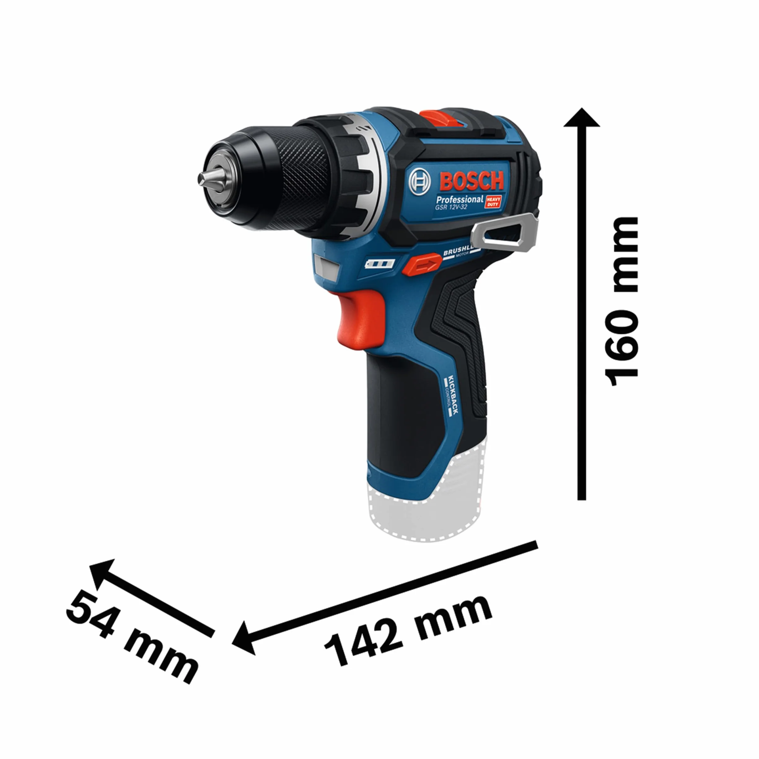 Bosch Professional 12V System Trapano-avvitatore a batteria GSR 12V-32 (Advanced KickBack Control, motore brushless, incl. 2.0 Ah, GAL 12V-20, acc., inserto P&C, borsa portautensili)