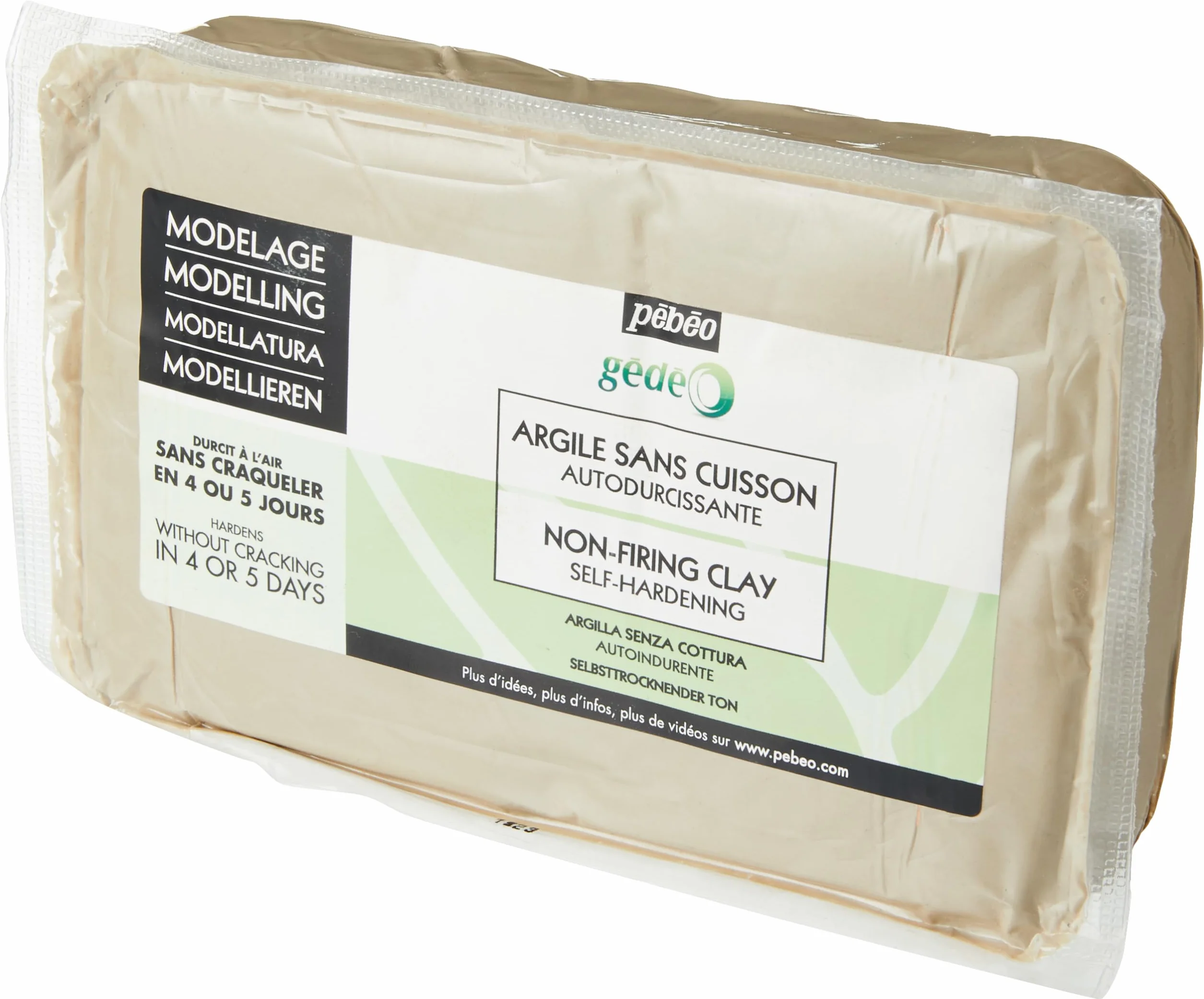 Pébéo Gédéo Argilla Bianca Senza Cottura 1,5 kg – Argilla Autoindurente Pronta all’Uso – Modellazione, Scultura e Ceramica – Asciugatura all’Aria