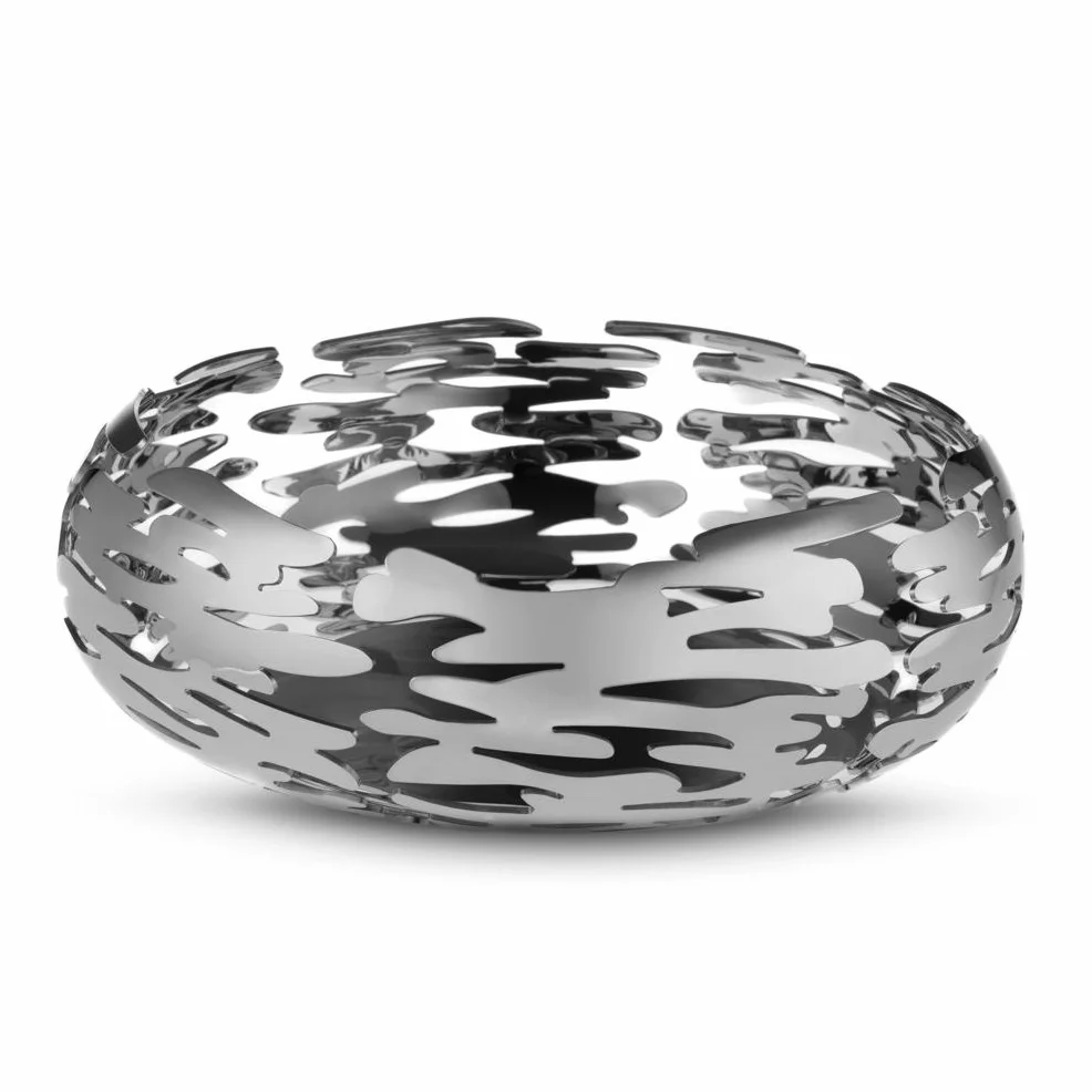 Alessi Barknest BM02 - Cestino Portafrutta di Design con Decoro Traforato in Acciaio Inox 18/10, Lucido