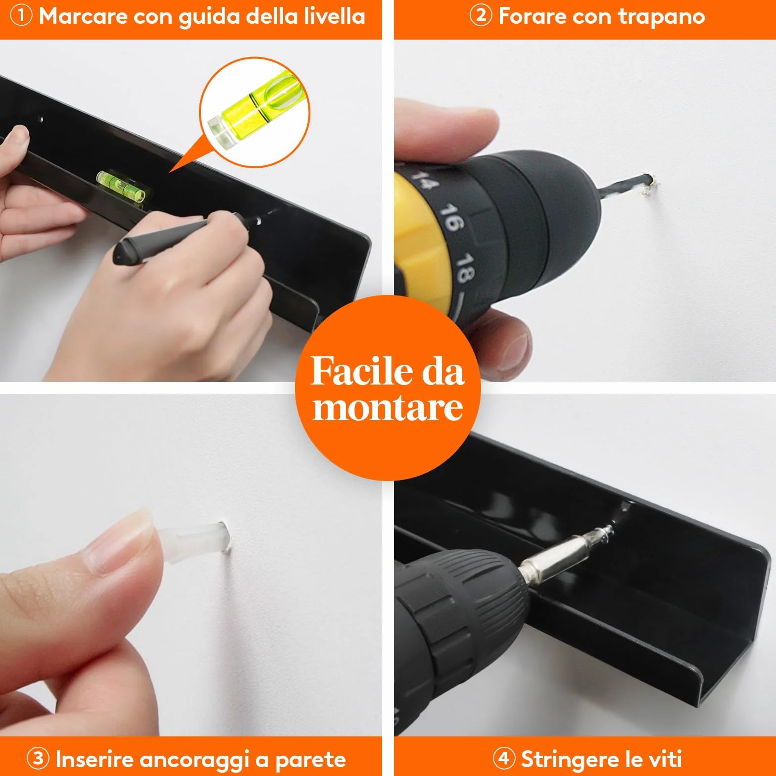 Lifewit Mensole Espositive per Dischi in Vinile 30,5 cm, Confezione da 6 in Acrilico Nero, Scaffale da Parete per Esposizione Libro/Make-up per Organizzazione Camera da Letto, Soggiorno, Bagno