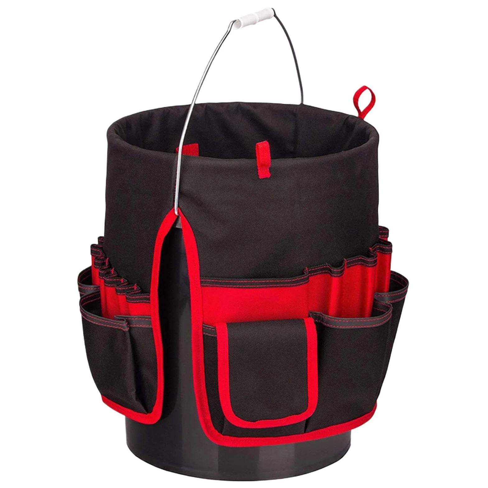 Organizer per secchiello attrezzi da giardino Borsa tasche multiple impermeabile Nero