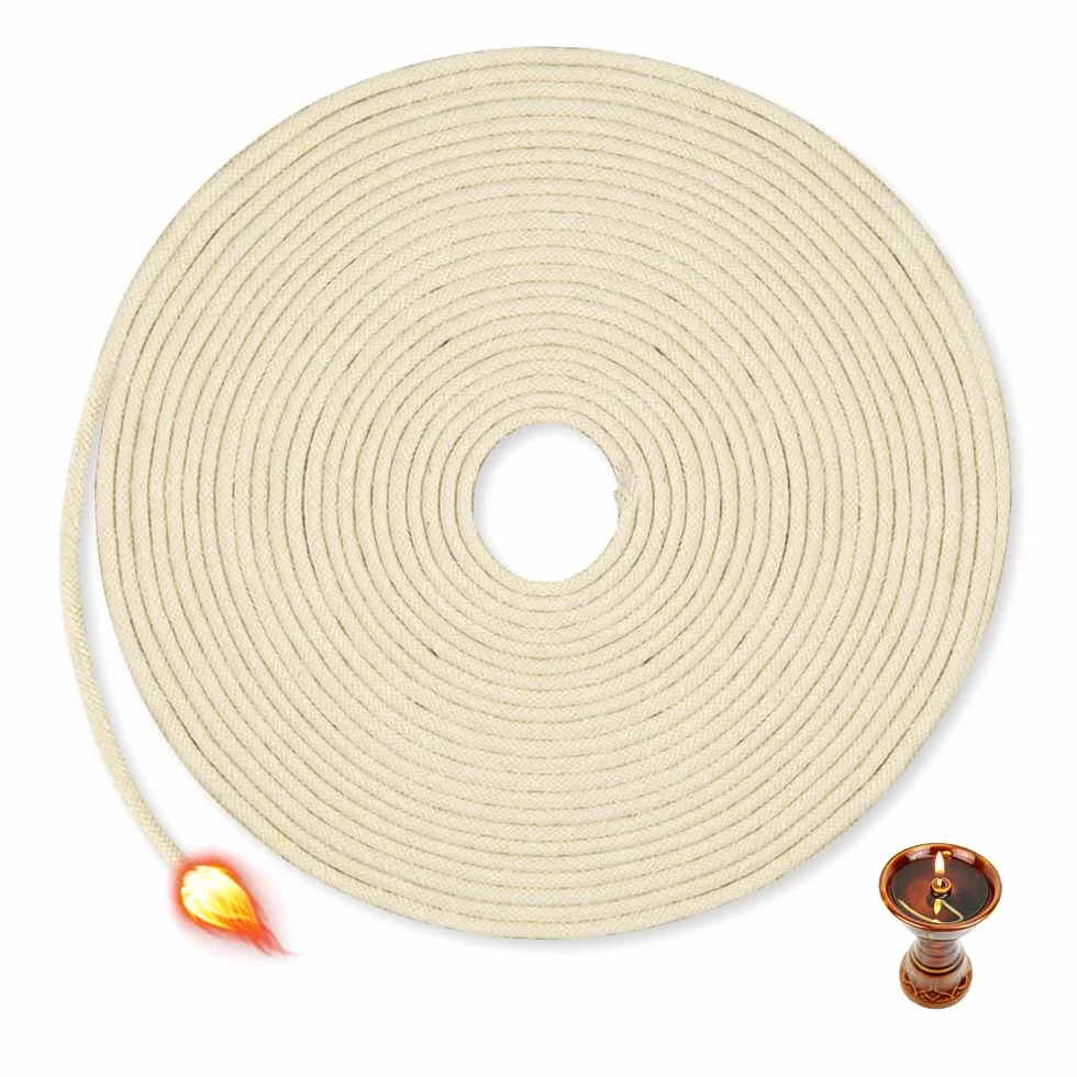 Stoppini per Torce Ad Olio 3 MM,Stoppino in Cotone,Stoppini per Lampade,Stoppino per Fiaccola Citronella,Stoppini per Lumini Ad Olio,Stoppino per Candele a Cera Liquida per Candela Fai Da Te