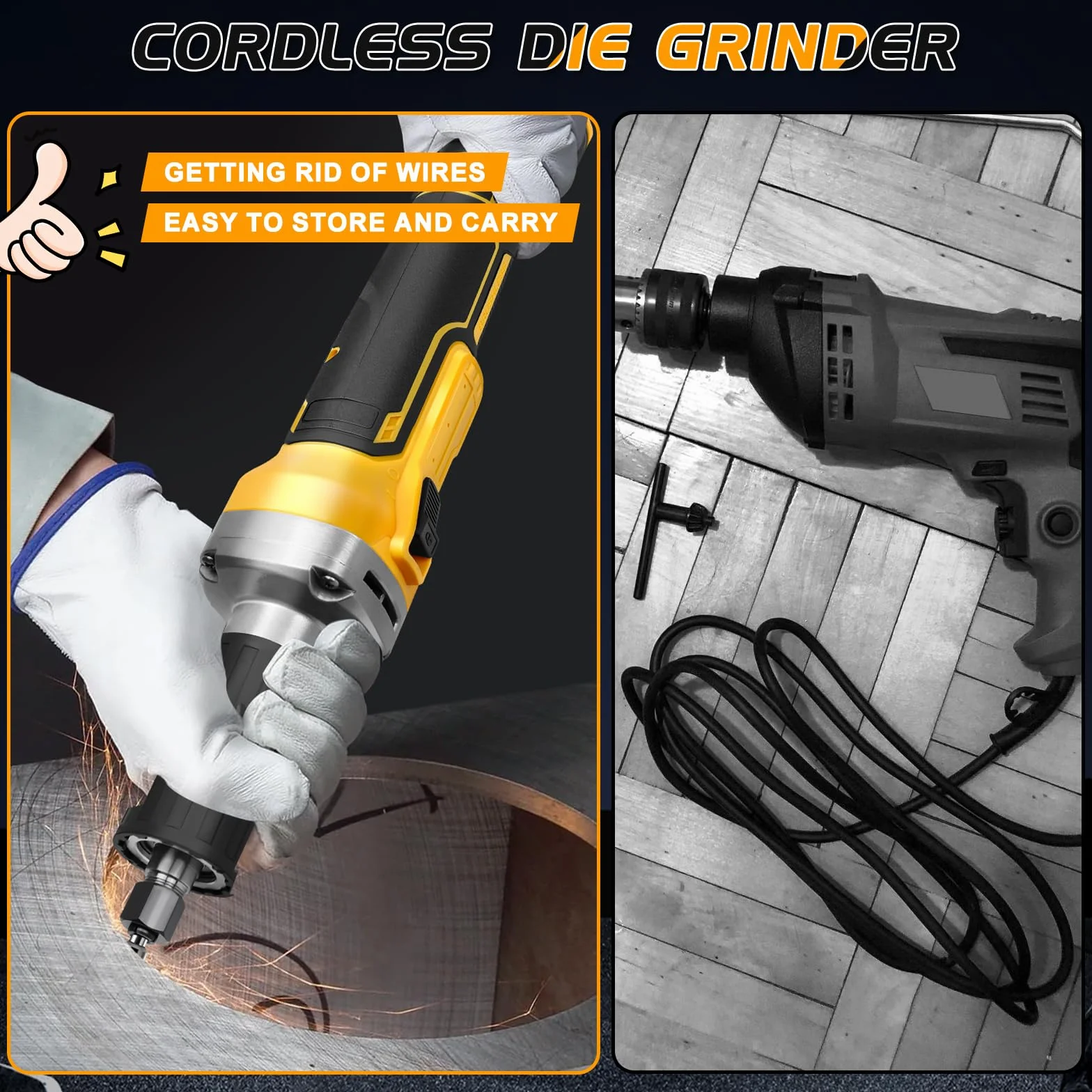 Smerigliatrice a batteria compatibile con Dewalt 20V batteria (senza batterie), elettrica dritta senza spazzole, 3-6 mm mandrino, 4 velocità
