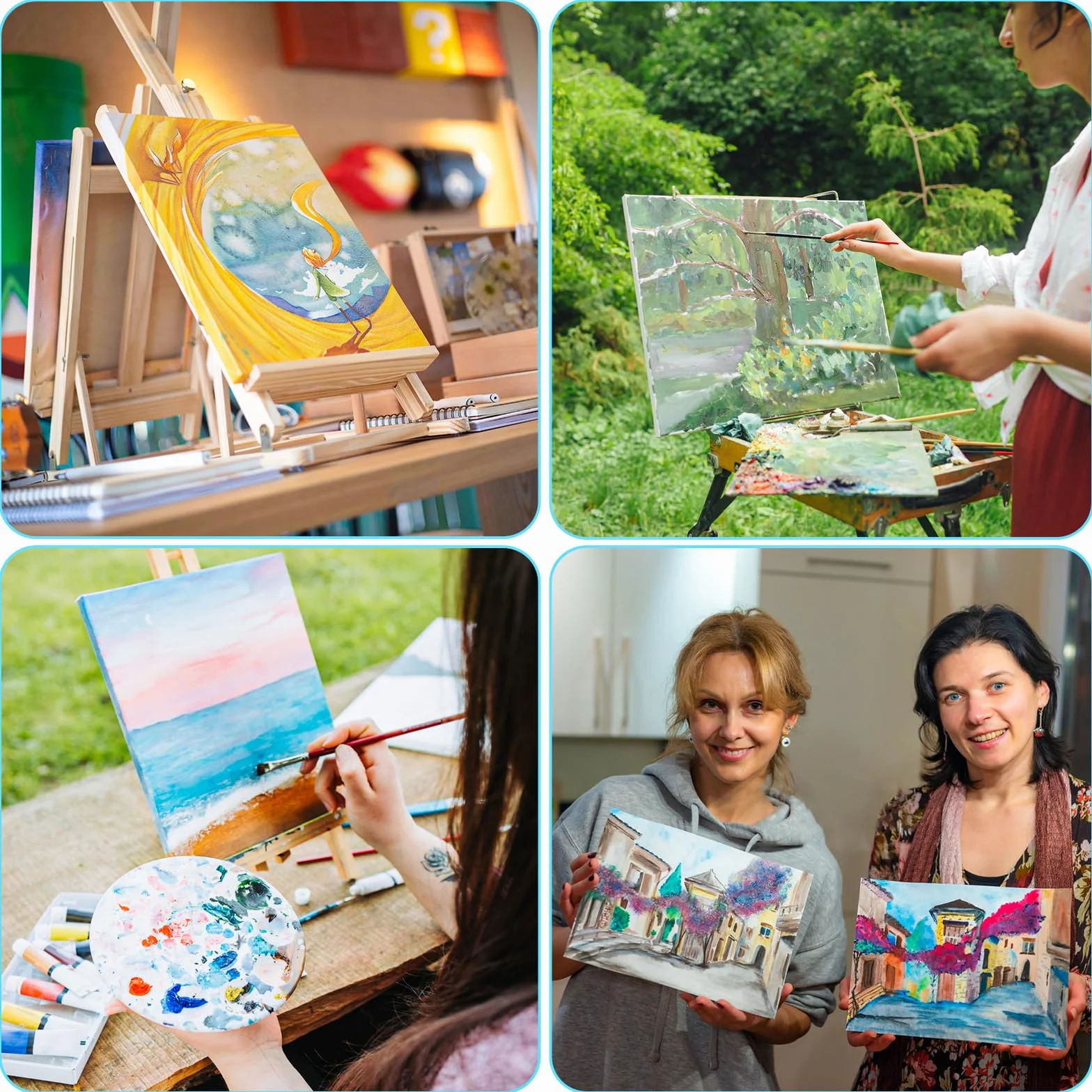 6 Pz Tela per Dipingere Tela Pittura con Telaio，Legno Tele Bianca per Pittura Tele Intelaiate，Tavola Bianca，per Pittura 100% Cotone Pannelli di Tela，Pittura Prestirate Telati d'Artista