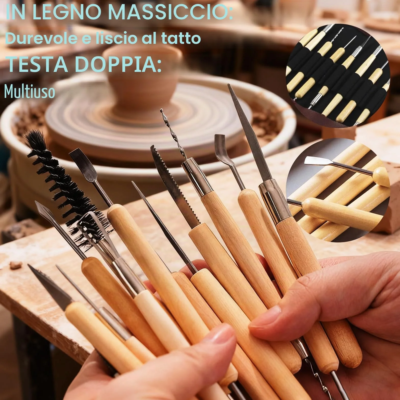 62 Pezzi Strumento per Modellare l’Argilla,Strumenti Argilla,Attrezzi Ceramica,Sculpting Tool con Sacchetto di Stoccaggio,Kit per Modellazione, per Scultura in Argilla Utensili Ceramiche