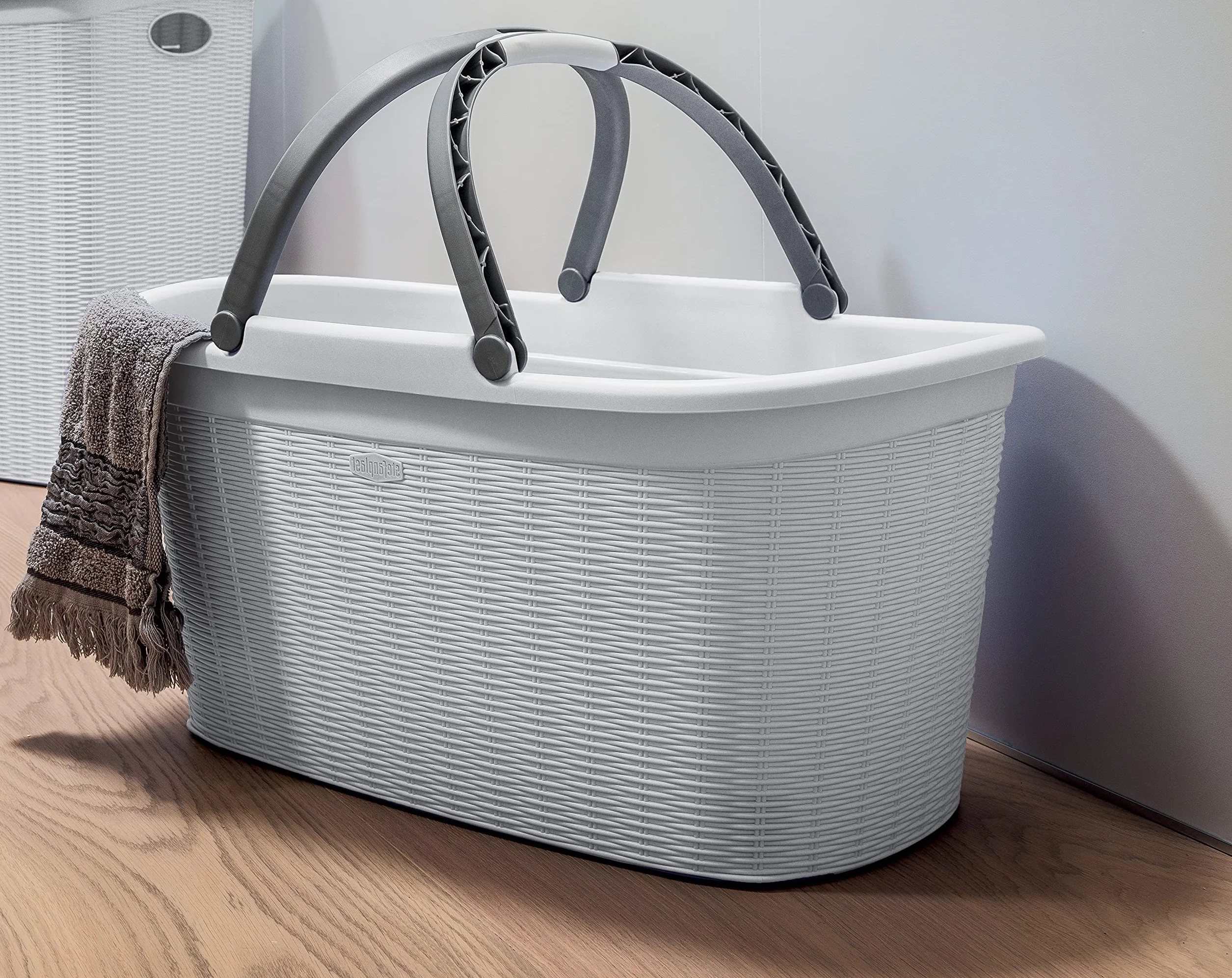 Stefanplast Elegance Cesta portabiancheria con Manici, Bianco, cm 38x58x29,5h