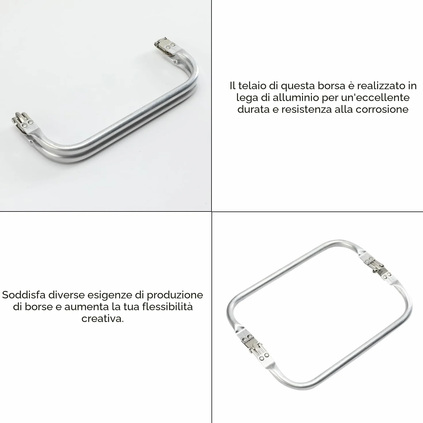4 pezzi cornici per borse in alluminio, accessori per la produzione di borse, accessori fai da te, kit fai da te, strumenti fai da te