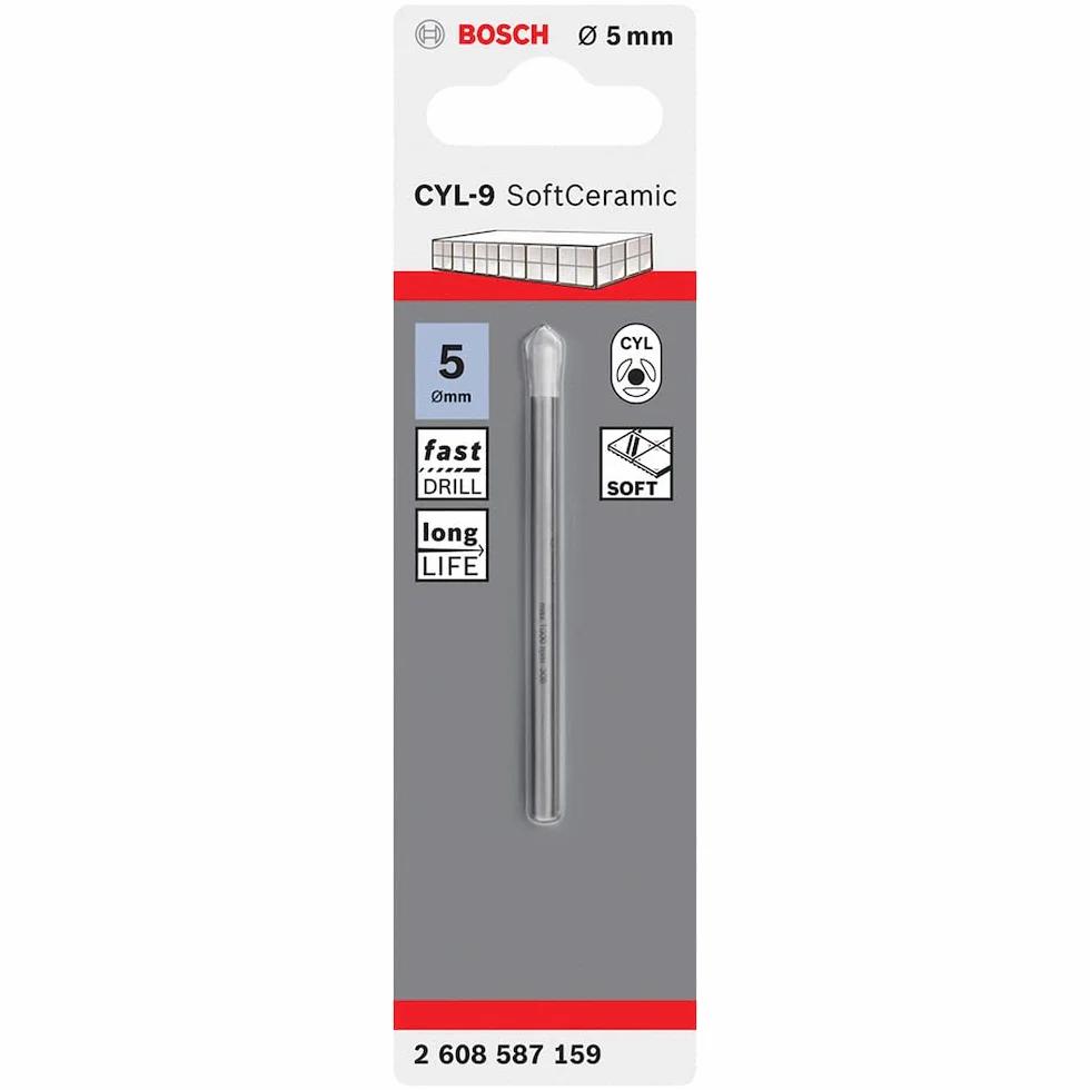Bosch Professional 1x punte per piastrelle CYL-9 SoftCeramic (per piastrelle di ceramica morbide, Ø 5 x 70 mm, accessori trapani)