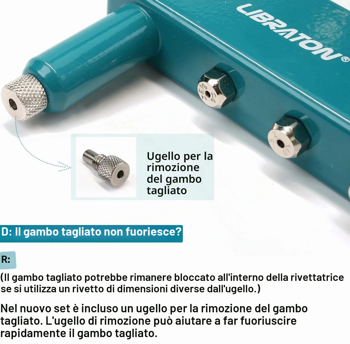 LIBRATON Rivettatrice Manuale Professionale con 200 Rivetti in Alluminio 4 Punte 4 Teste 2,4-4,8mm