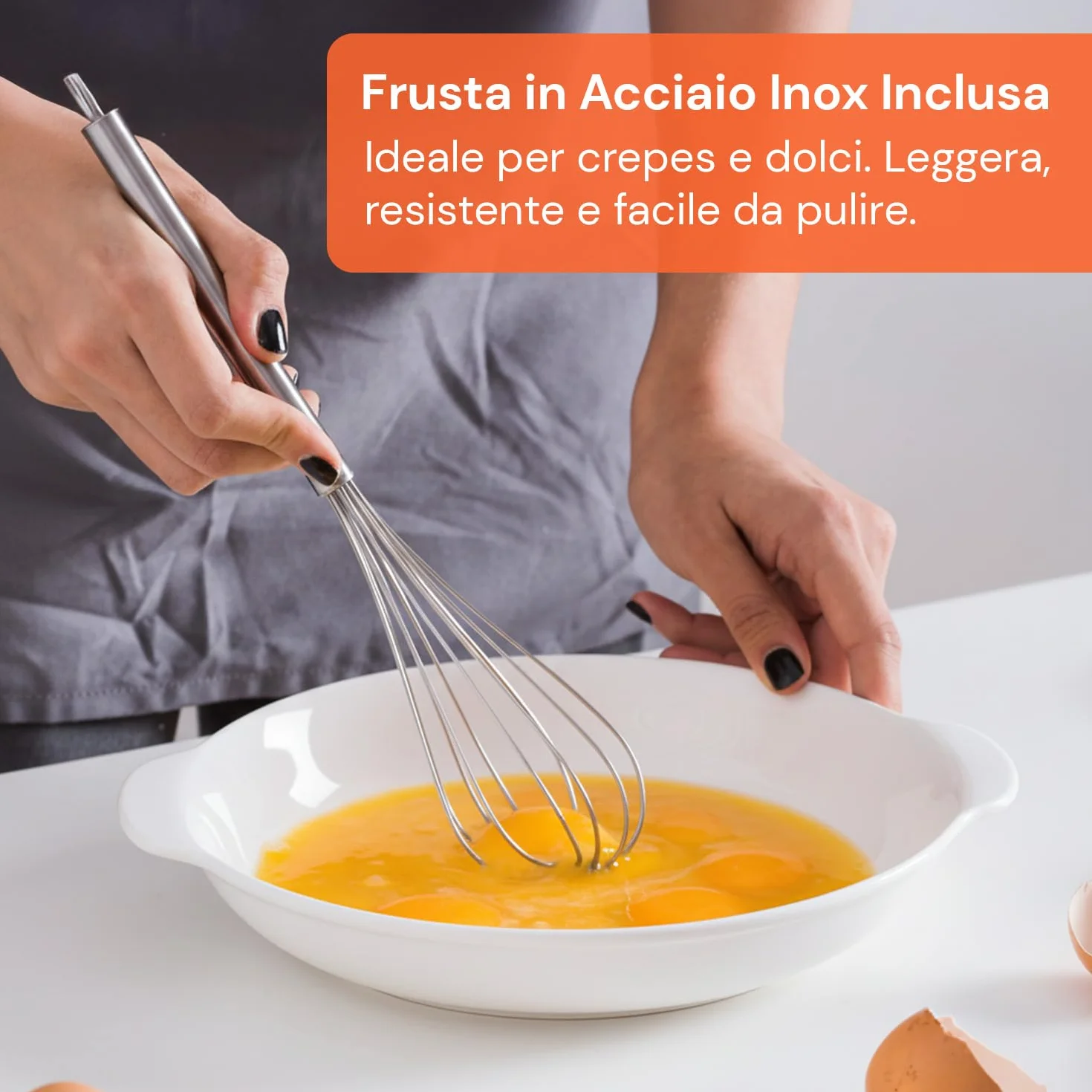 Wintem Yummi Crepiera Elettrica ad Immersione 600W - Set Completo con Ciotola e Frusta - Piastra Antiaderente Ø 20 cm - Macchina per Crepes Sottili, Pancake e Tortillas - Facile da Pulire - Rossa