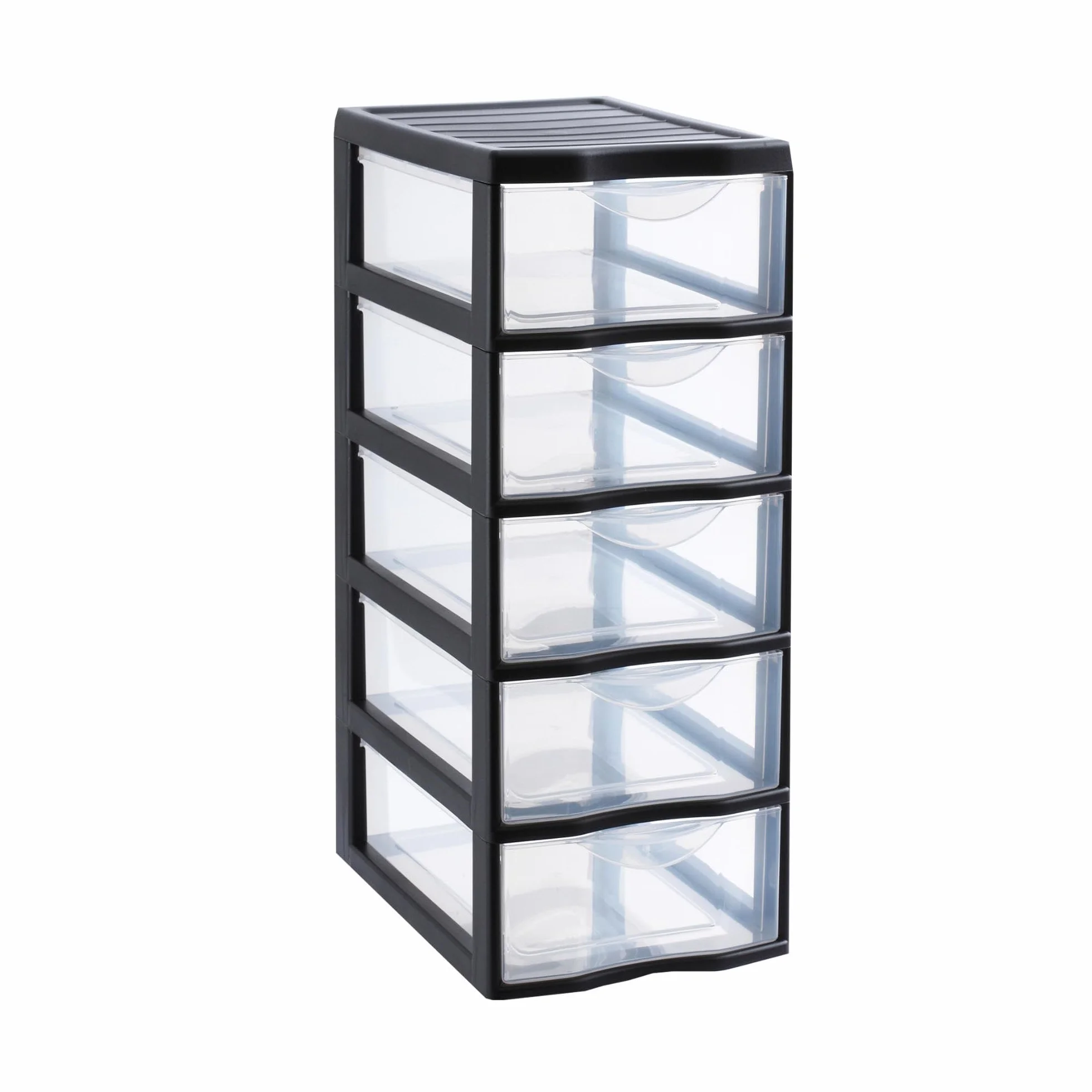Sundis Orgamix, cassettiera plastica, 5 cassetti A4 Trasparenti, Altezza 61 cm, Ideale per l'archiviazione in Ufficio, lezioni, Documenti, Materiale di consumo