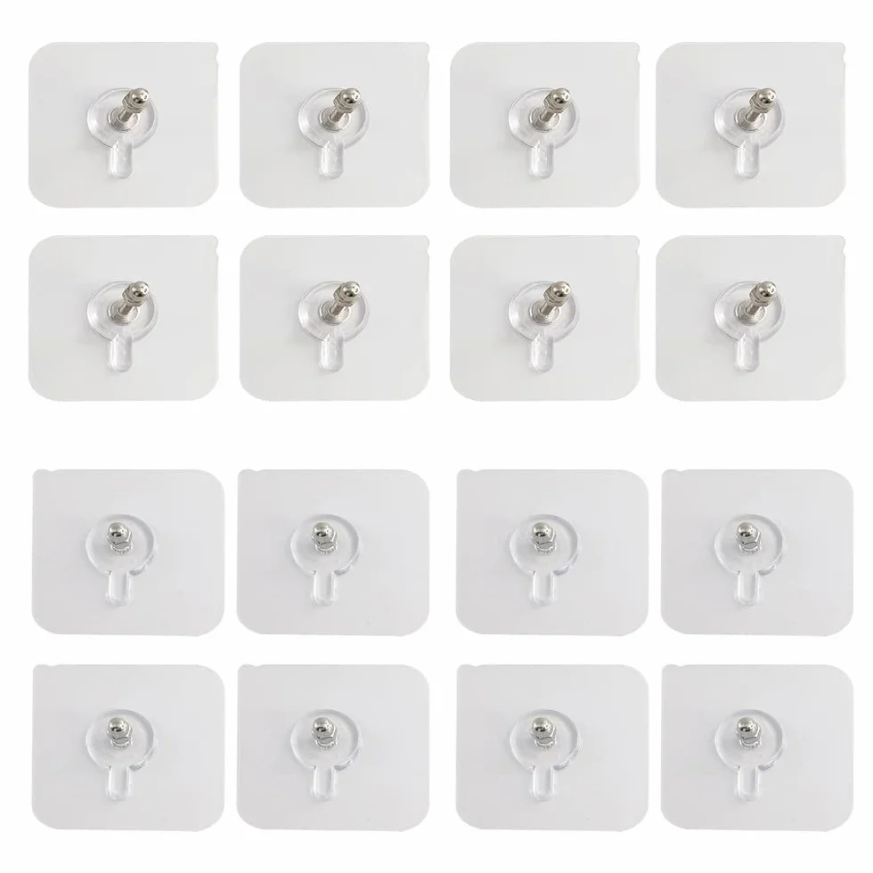 WYAN 16 Pezzi Ganci Adesivi Chiodoi,Antitraccia Gancio da Parete,Gancio Viti Autoadesive,Impermeabile(8Pcs 8mm+8Pcs 16mm asta a vite)