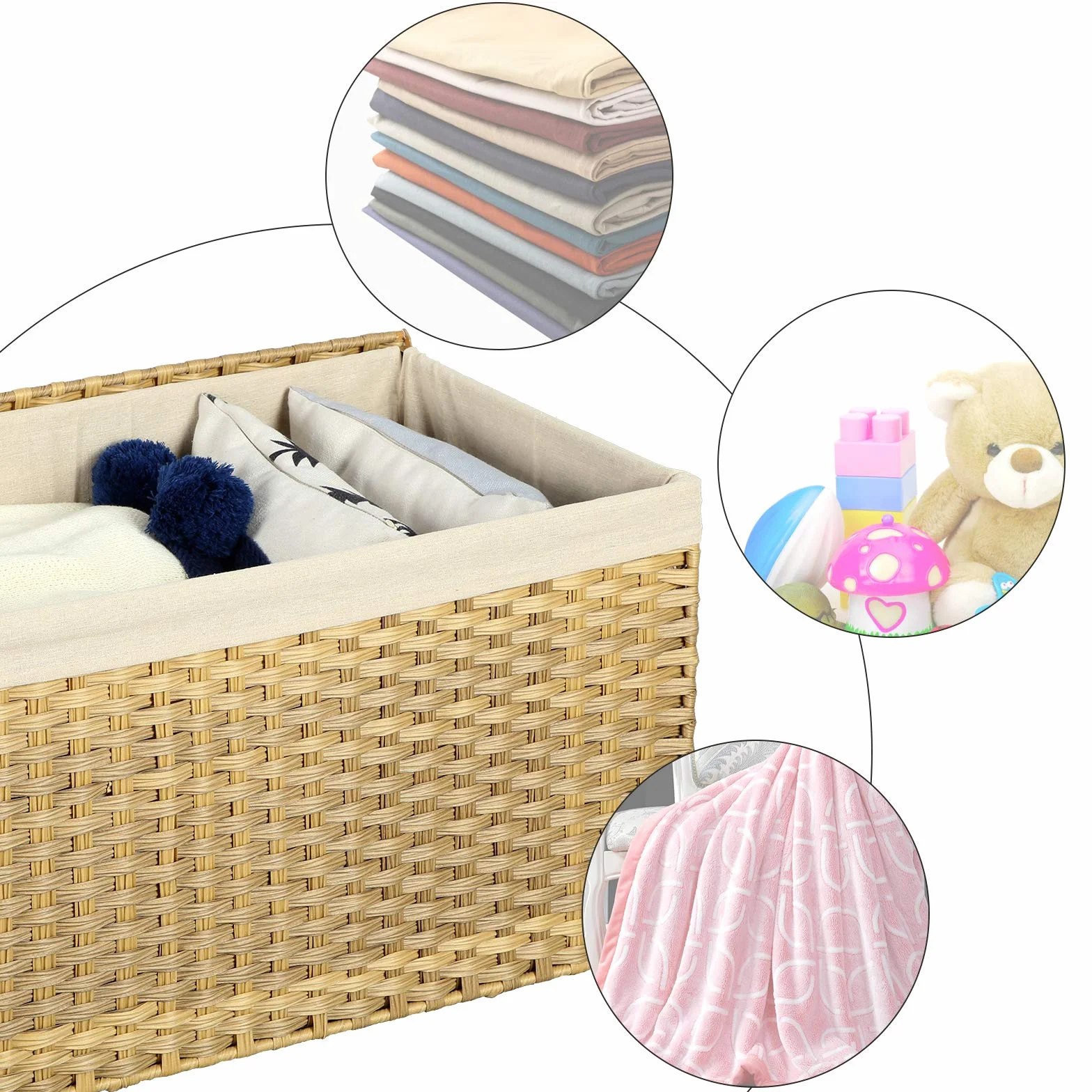 SONGMICS Cestino Portaoggetti, Cesta Portabiancheria da 65 L con Coperchio, Pieghevole, Sacco in Tessuto Rimovibile con Manici, Soggiorno Camera da letto Lavanderia, Giallo Ocra RST56NL