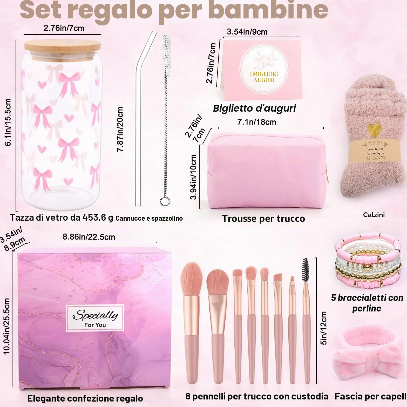 Regali per Ragazze di 8-15 Anni, Tazza di Vetro con Coperchio e Cannuccia, Stampa Fiocco