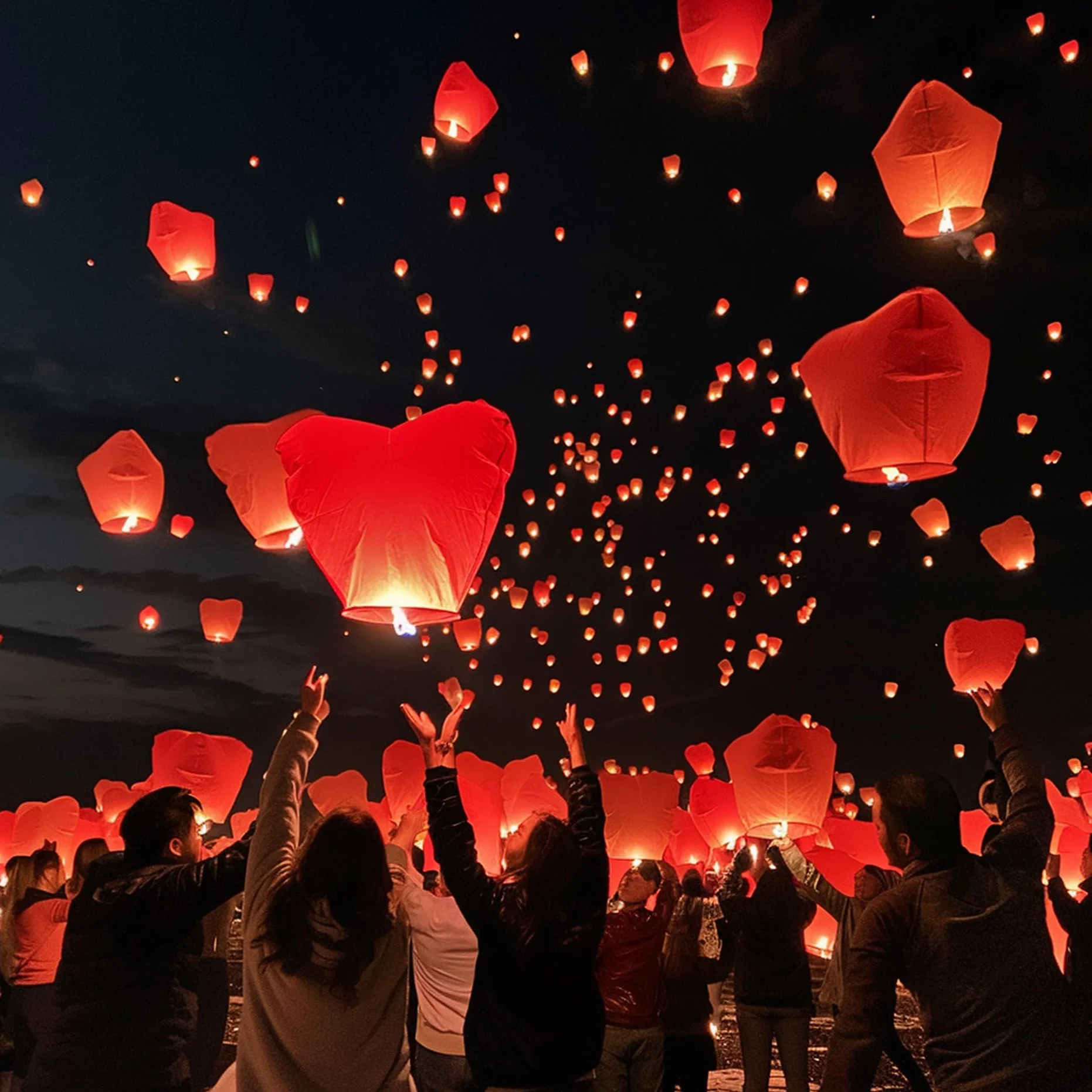 Lanterne Cinesi a Forma di Cuore Biodegradabili 20 Pezzi Rosso per Matrimoni