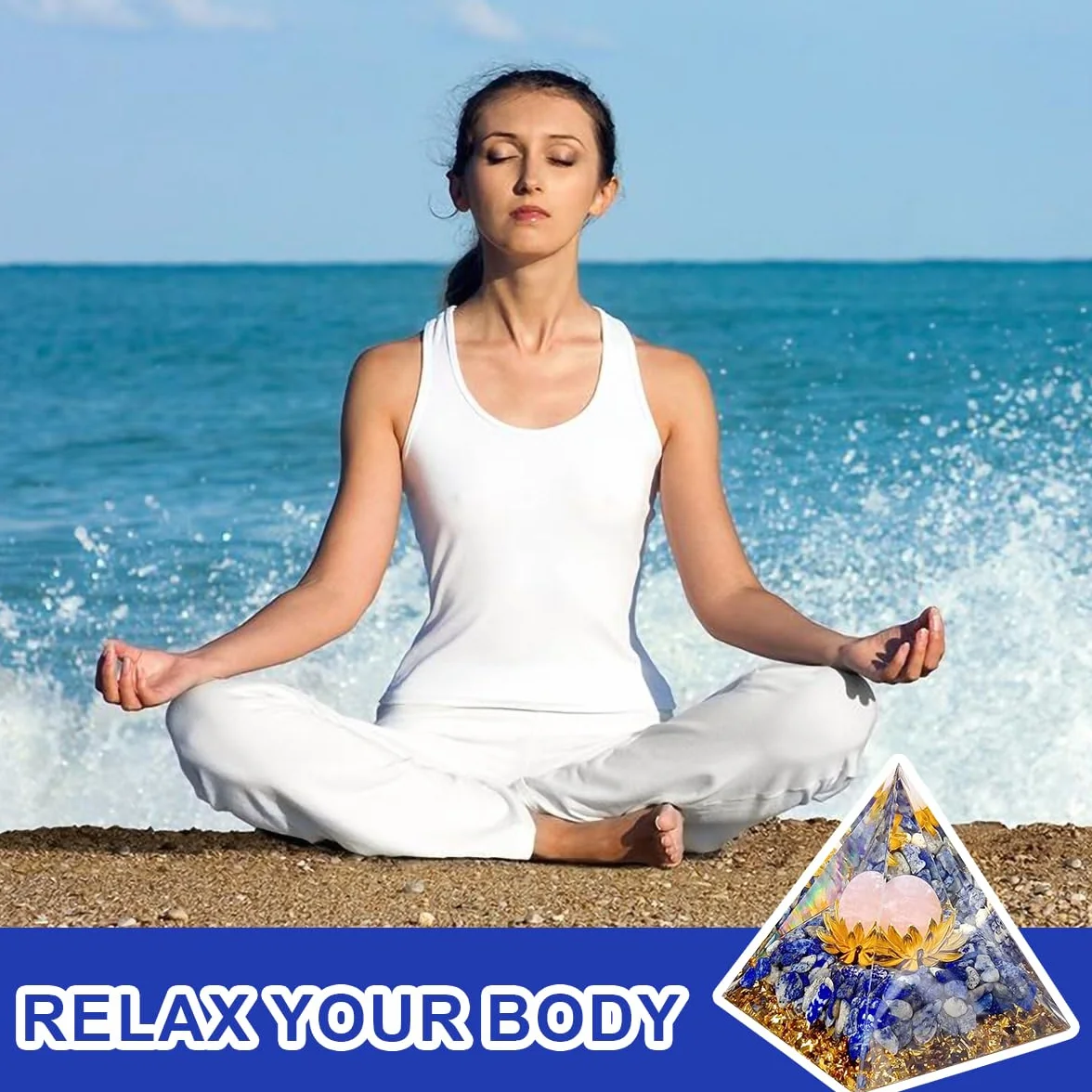 Piramide di Orgonite Ametista Cristallo per Meditazione Guarigione Chakra Yoga