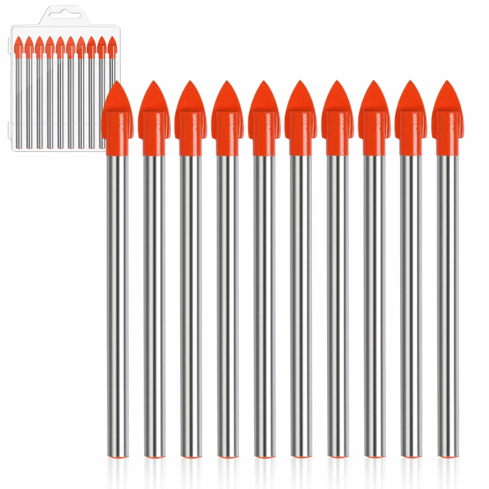 10 Pezzi Punta per Vetro, 6 MM Punta a Triangolo per Ceramica, Cemento, Mattoni, Granito - Materiale in Acciaio al Tungsteno e Ceramica per Legno