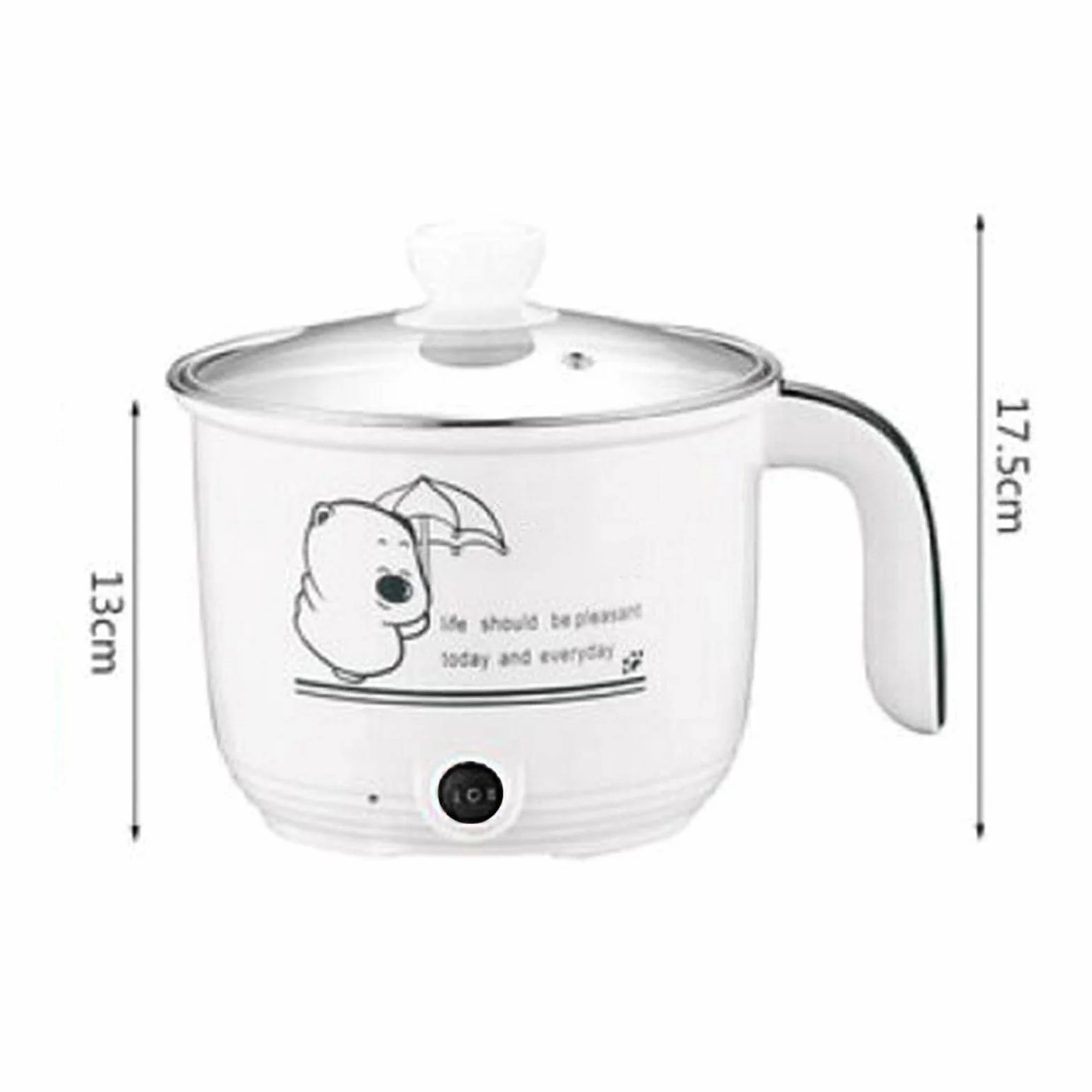 F Fityle Mini Hot Pot Ramen Cooker Padella elettrica Portatile Multiuso Antiaderente per dormitorio dell'home Office, Bianco