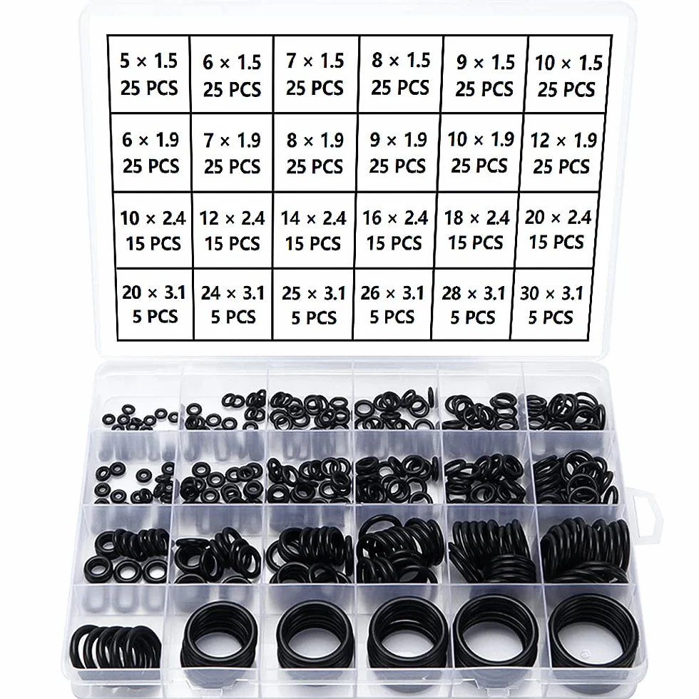YIXISI 420 Pezzi 24 Misure Neri O-ring Assortimento Kit, Nitrilica O-ring Gomma Guarnizioni di Tenuta, per Aria Condizionata, Automobile, Impianti Idraulici