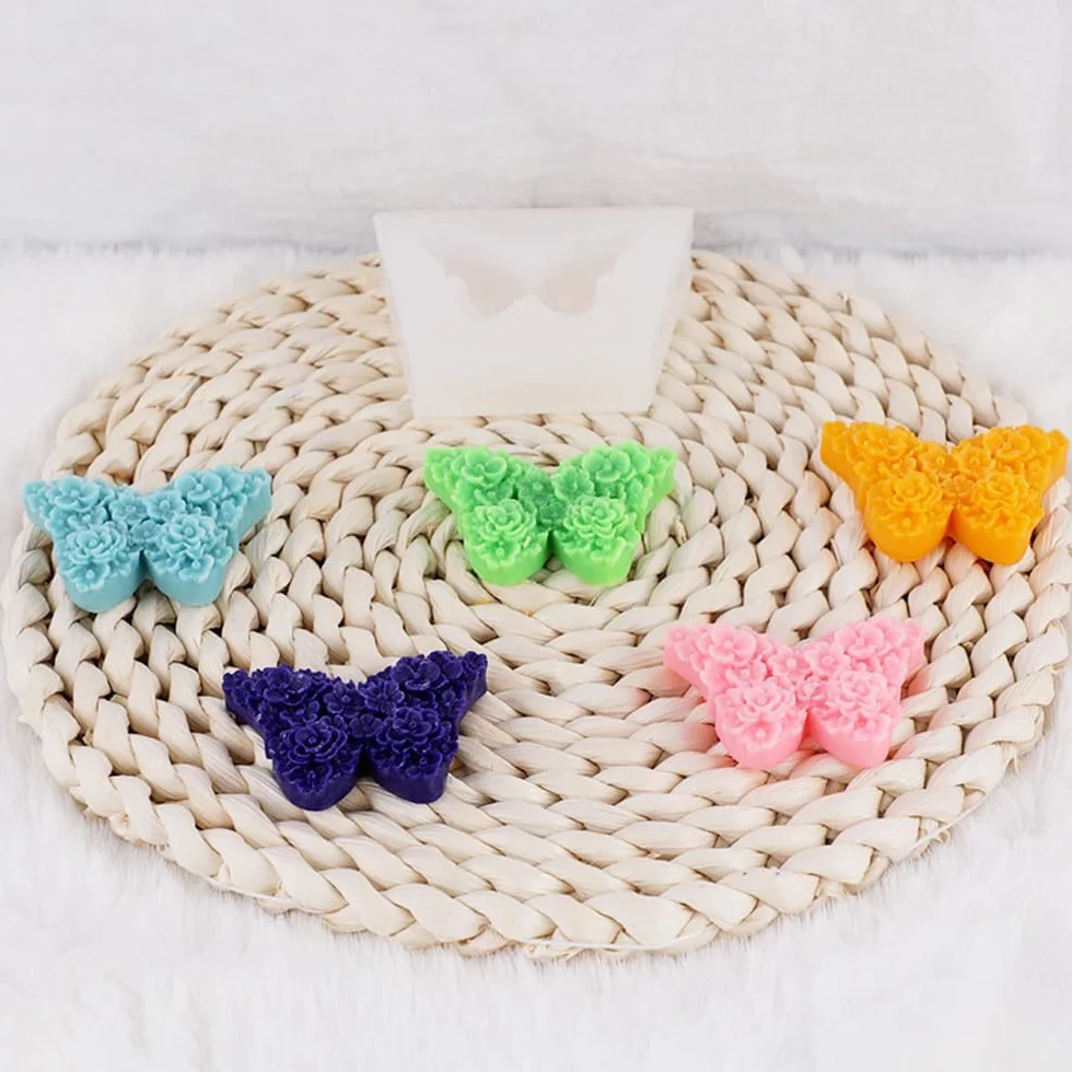 2 Pezzi Stampo in Silicone Farfalla 3D per Candele, Portacandele DIY in Gesso, per la Festa della Mamma, San Valentino, Decorazione da Tavolo