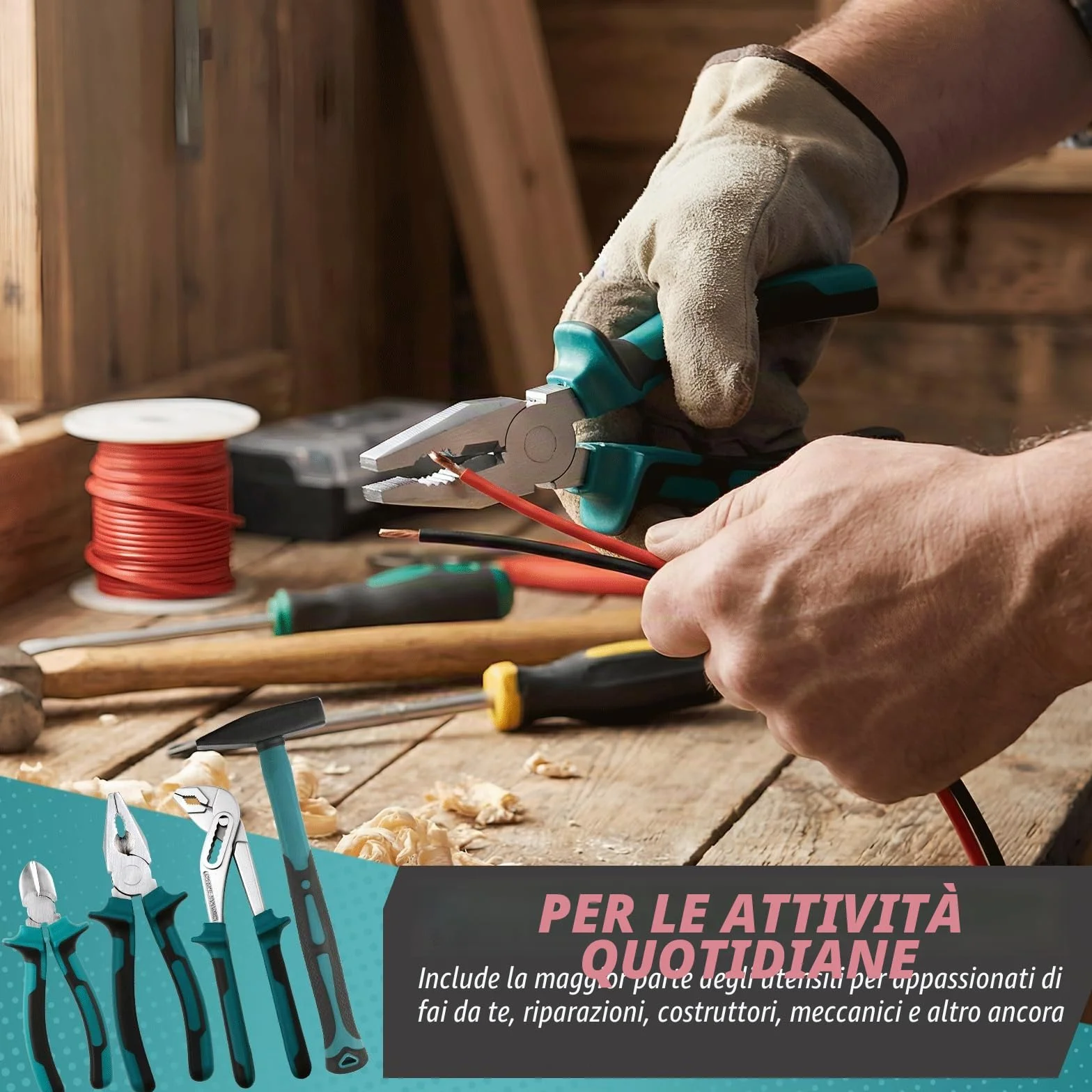 TLGREEN Cassetta degli attrezzi in alluminio riempita, 107 pezzi, cassetta degli attrezzi, cassetta degli attrezzi, cassetta degli attrezzi, cassetta degli attrezzi con chiave a bussola, cacciavite