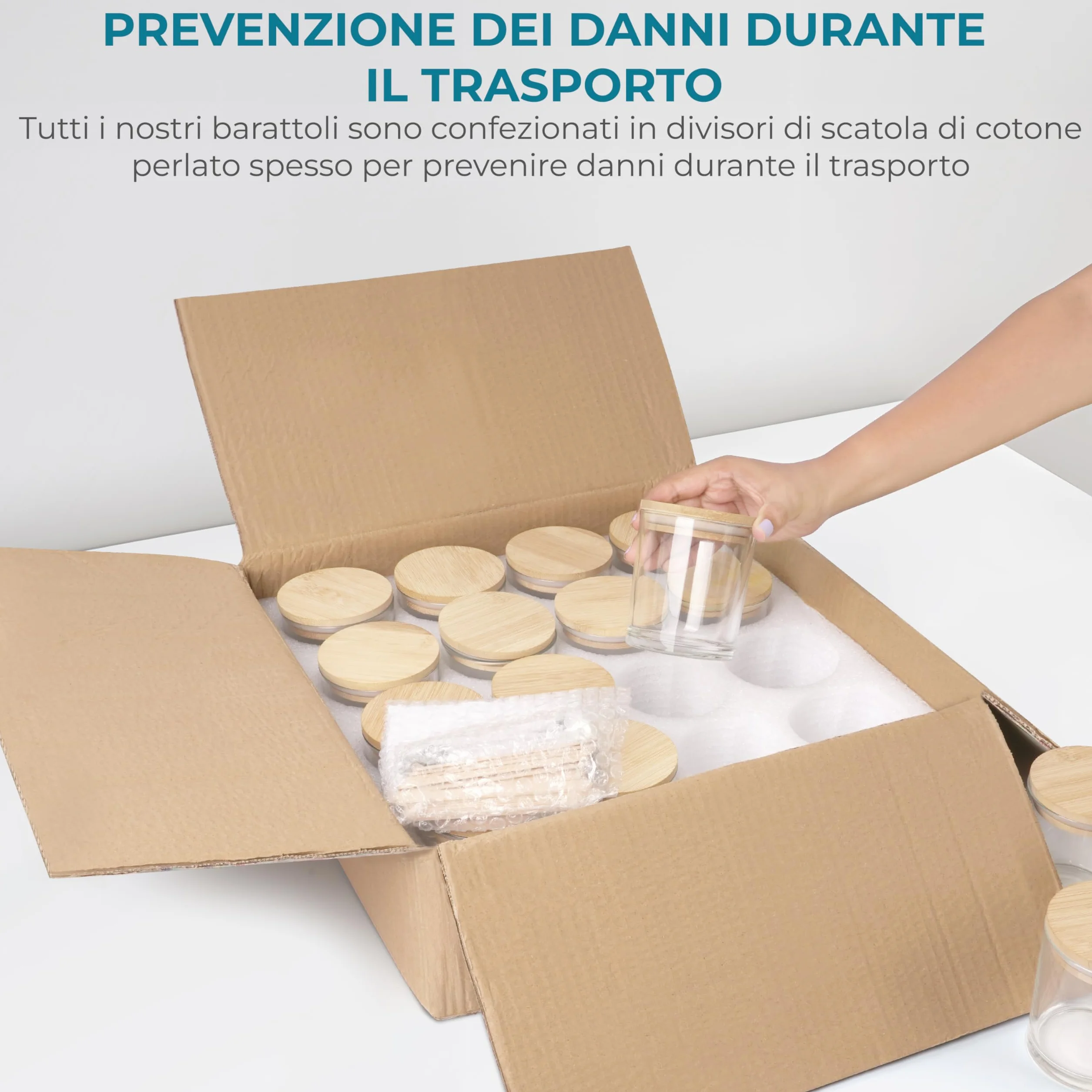 Winter Shore Barattolo di Vetro da 300 ml con Coperchio di Bambù (16 Pezzi) - Kit per Candele, Barattoli di Vetro Premium, Stoppini ed Etichette - Contenitori per Empty Candle