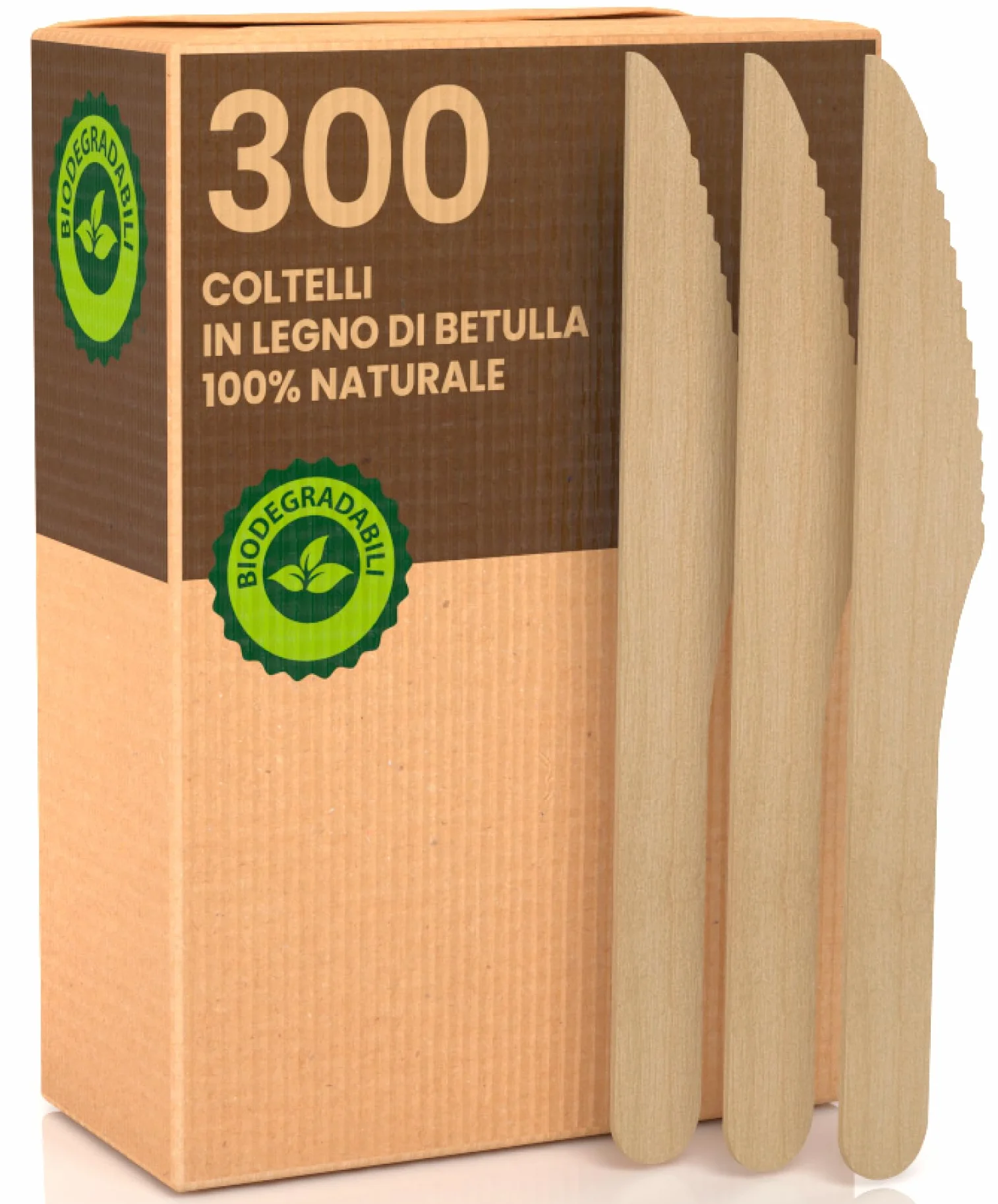Noż Ekologiczne 300 Sztuk Łyżki Widelyce w Kartoniku 100% Naturalne Biodegradowalne