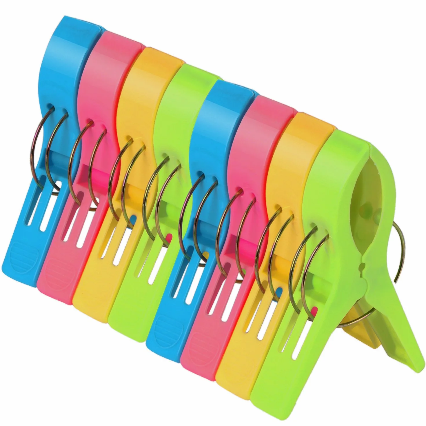 TRIXES Confezione da 8 Mollette in Plastica Grandi in Colori Brillanti, Mollette per Telo Mare, per Lettino