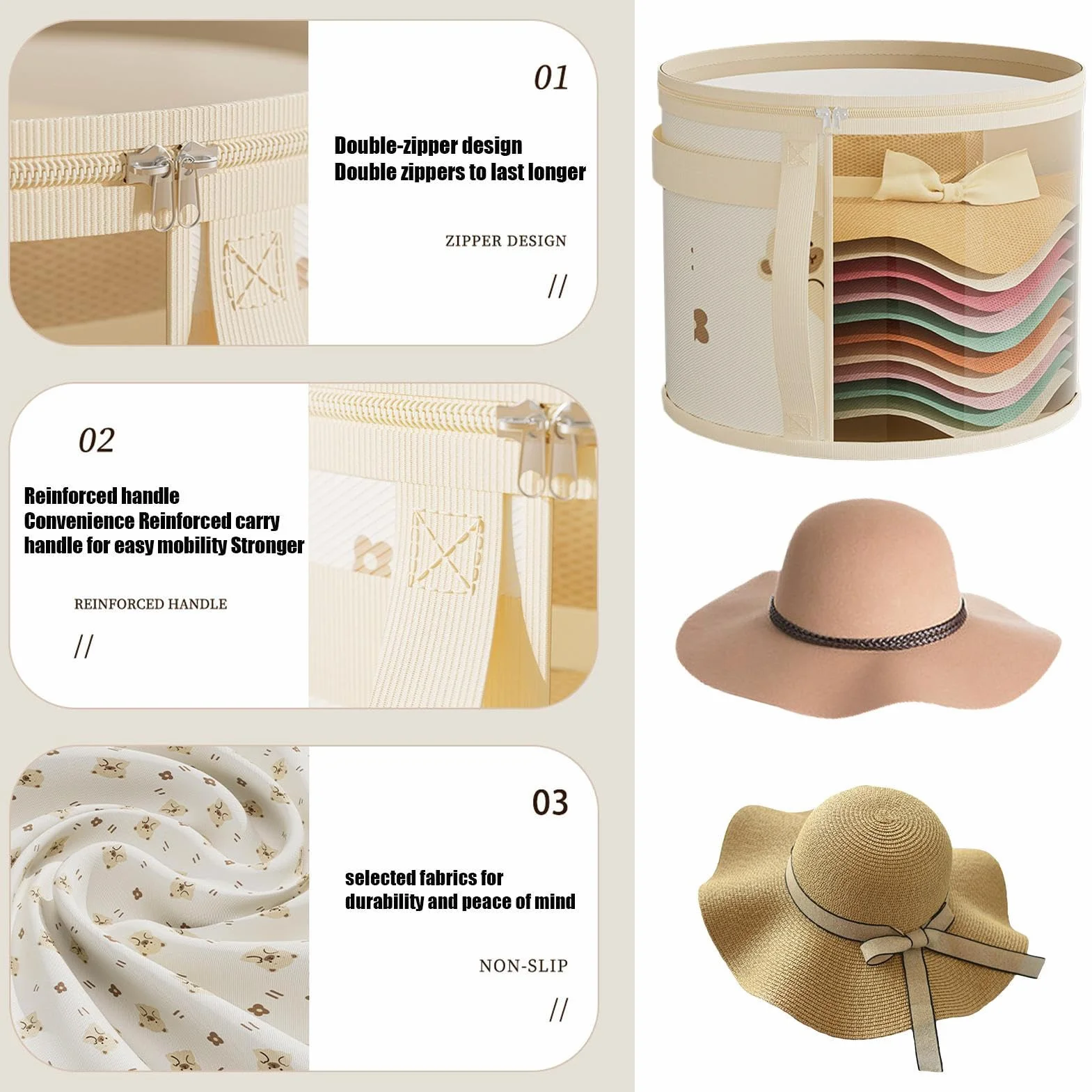 Generisch Scatola portaoggetti per cappelli impilabile antipolvere pieghevole organizer rotondi viaggi