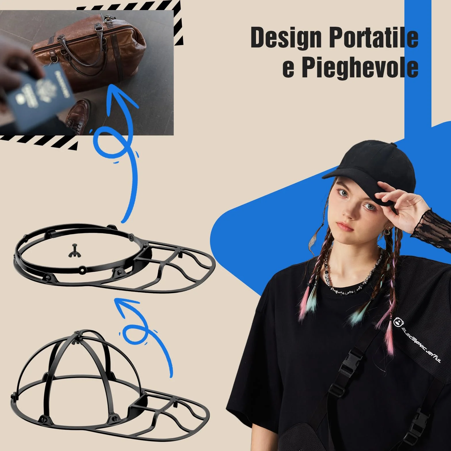 Lavaggio Cappello da Baseball Richiudibile Rondella per Cappelli Pulitore per Lavatrice e Lavastoviglie Supporto Protettore Modellatore Rack