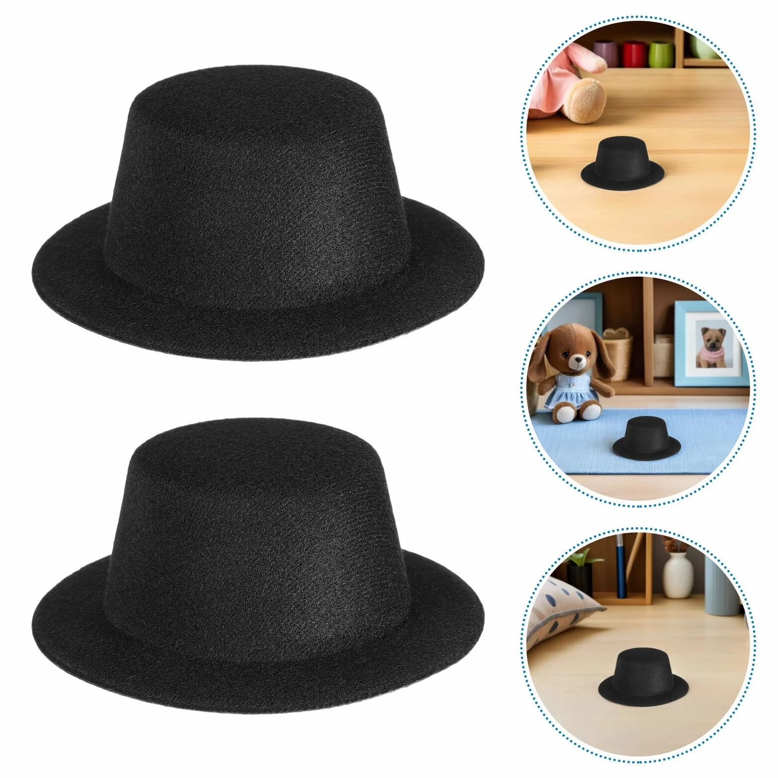 Cappelli a Cilindro in Feltro Nero per Decorazioni Natalizie 15 Pezzi