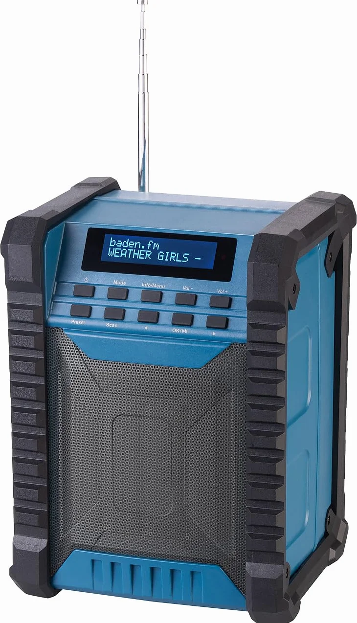 auvisio Radio da Esterno: Radio da Cantiere Dab+/FM, Bluetooth, 80 W di Potenza di Picco (Dab con Batteria, Cantiere, pc)