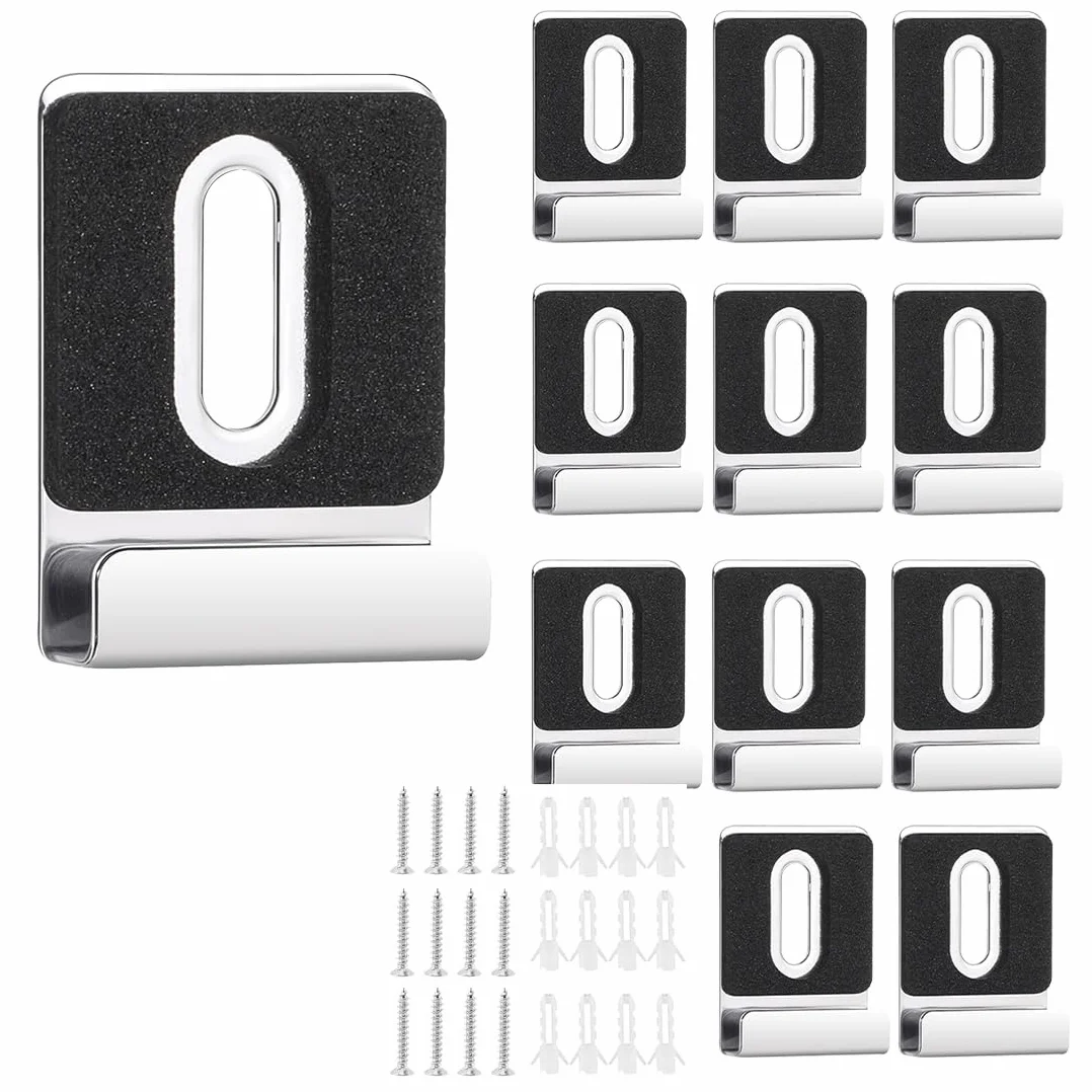 12 Pezzi ganci per specchio a muro, Supporto Specchio, Ganci per Quadri, Acciaio Inossidabile Clip di Fissaggio Pesanti, Quadrato Gancio Porta Specchio, con Tubo di Espansione e Viti(Argento)