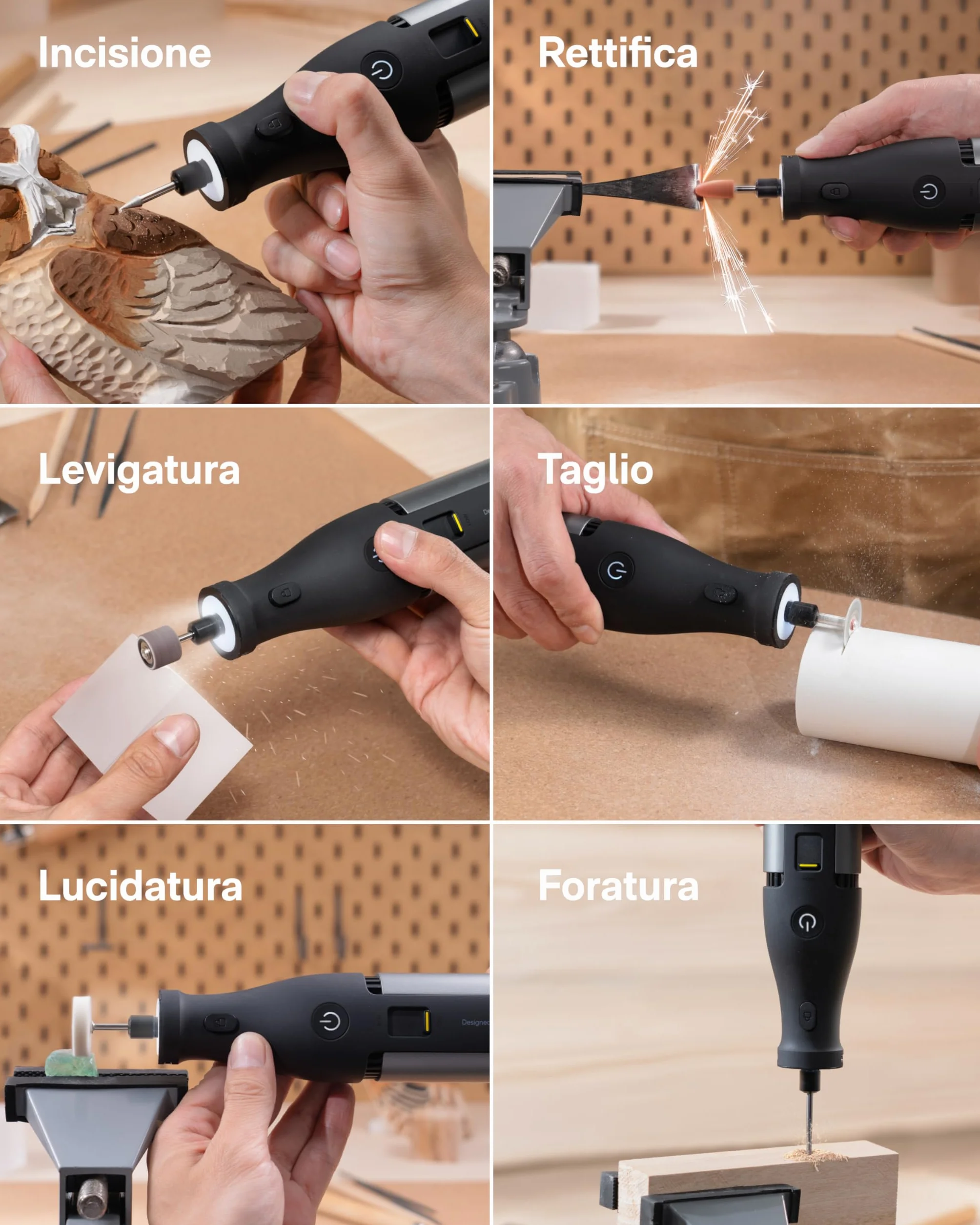 HOTO Strumento Multifunzione 12V 35000 RPM Trapano a Batteria Utensile Rotante con 37 Accessori