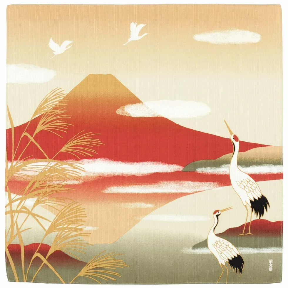 Hamamonyo Furoshiki 1248 - Panno per gru e Akafuji 50 x 50 cm