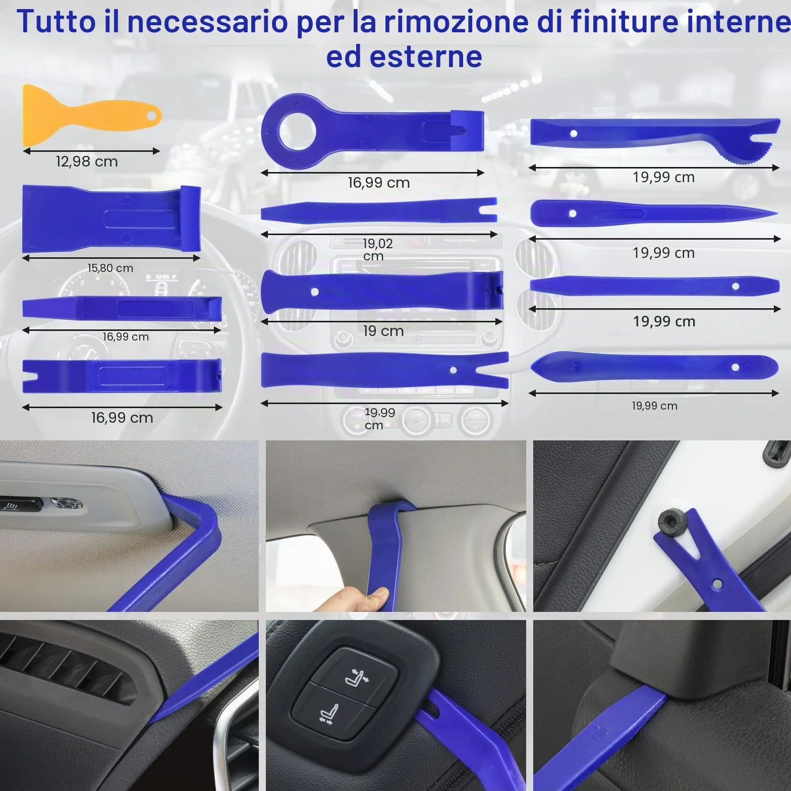 250 Pezzi Kit Smontaggio Pannelli Auto Attrezzi Auto Strumento di Rimozione Auto Cunei di Plastica Leve Kit di Installazione Strumenti per Smontare Pannello Interno Auto Radio (Blu)