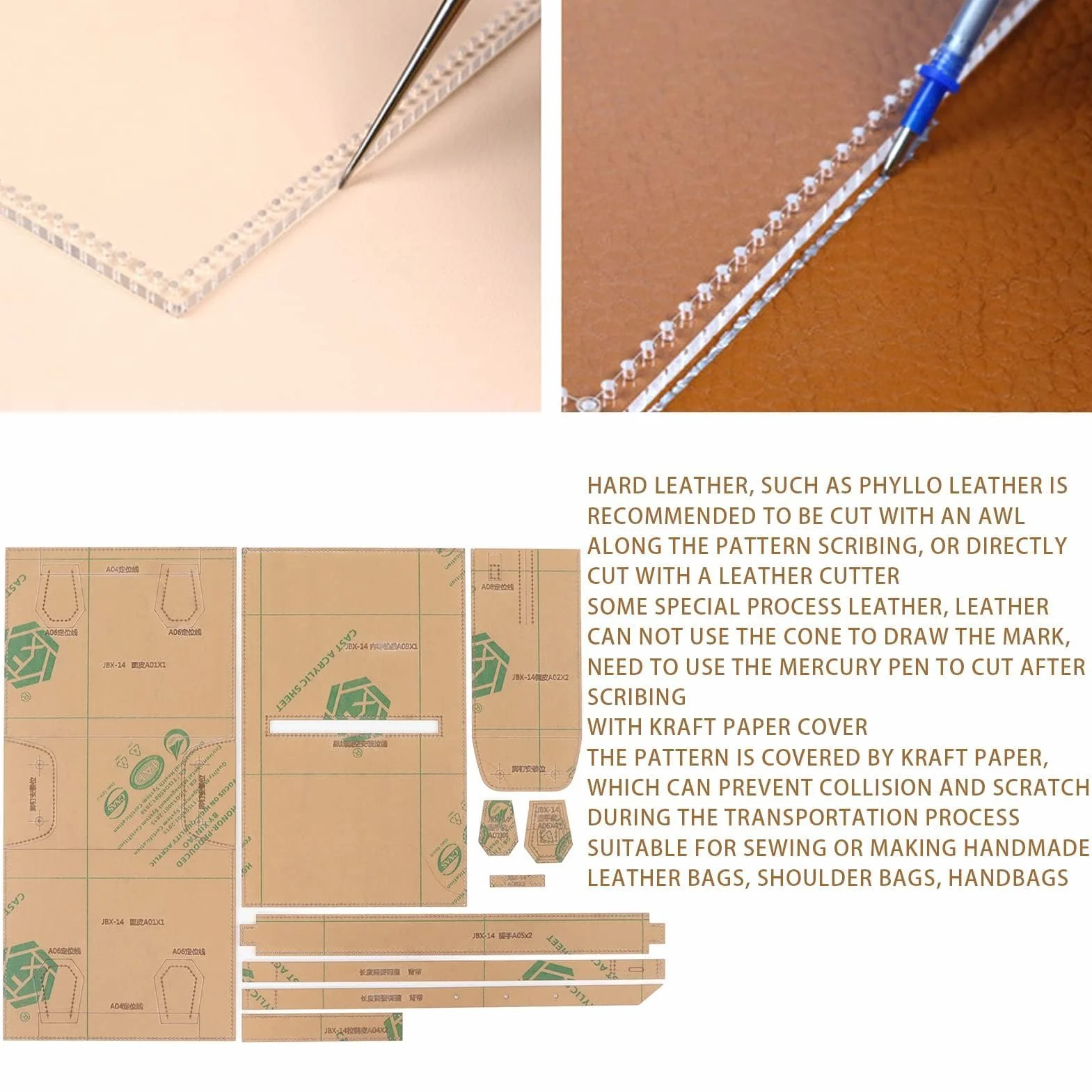 Modello Borsa Acrilico Artigianato Pelle Stencil Kit