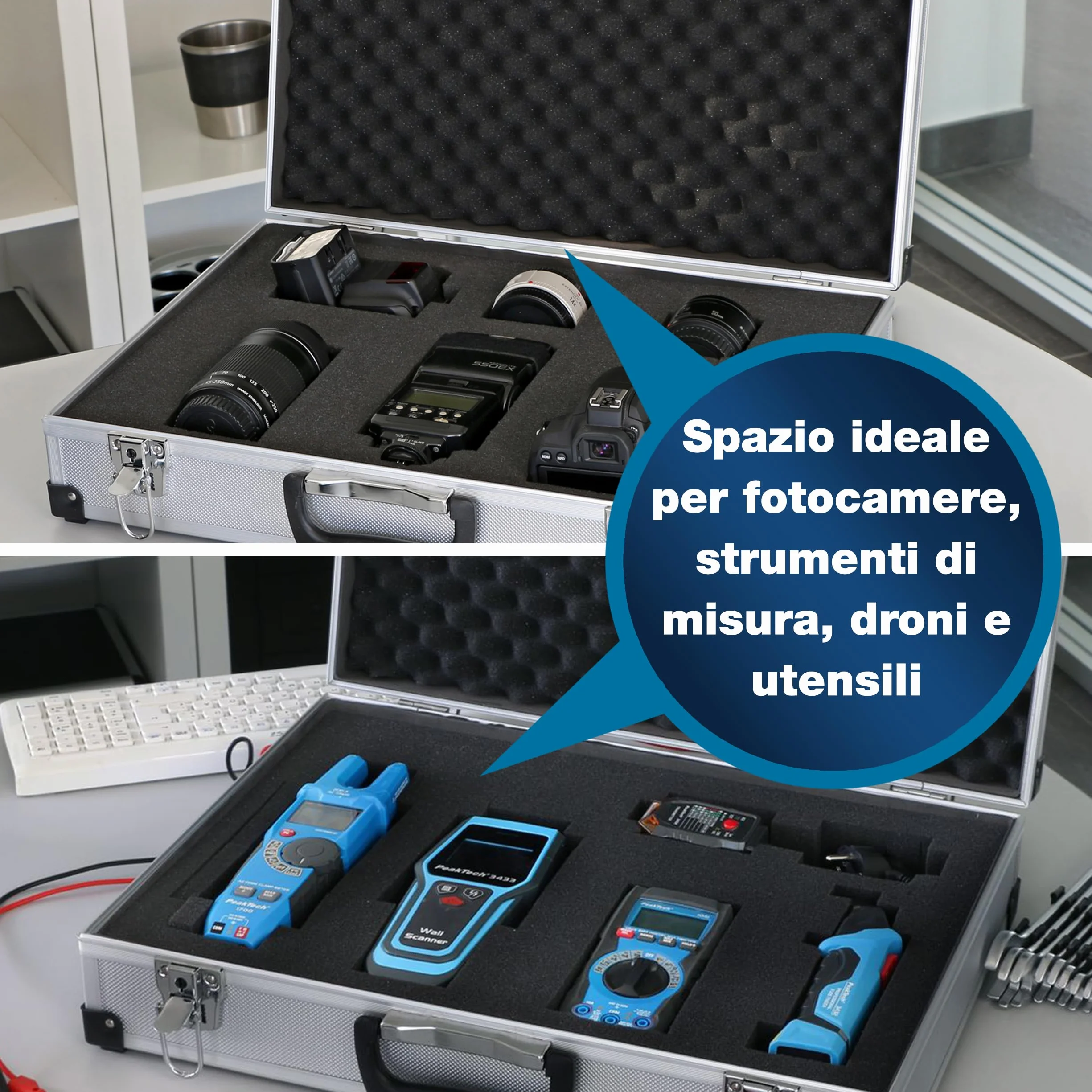 Peaktech 7270 Custodia Universale Strumenti Misura Alluminio 500x350x120 mm