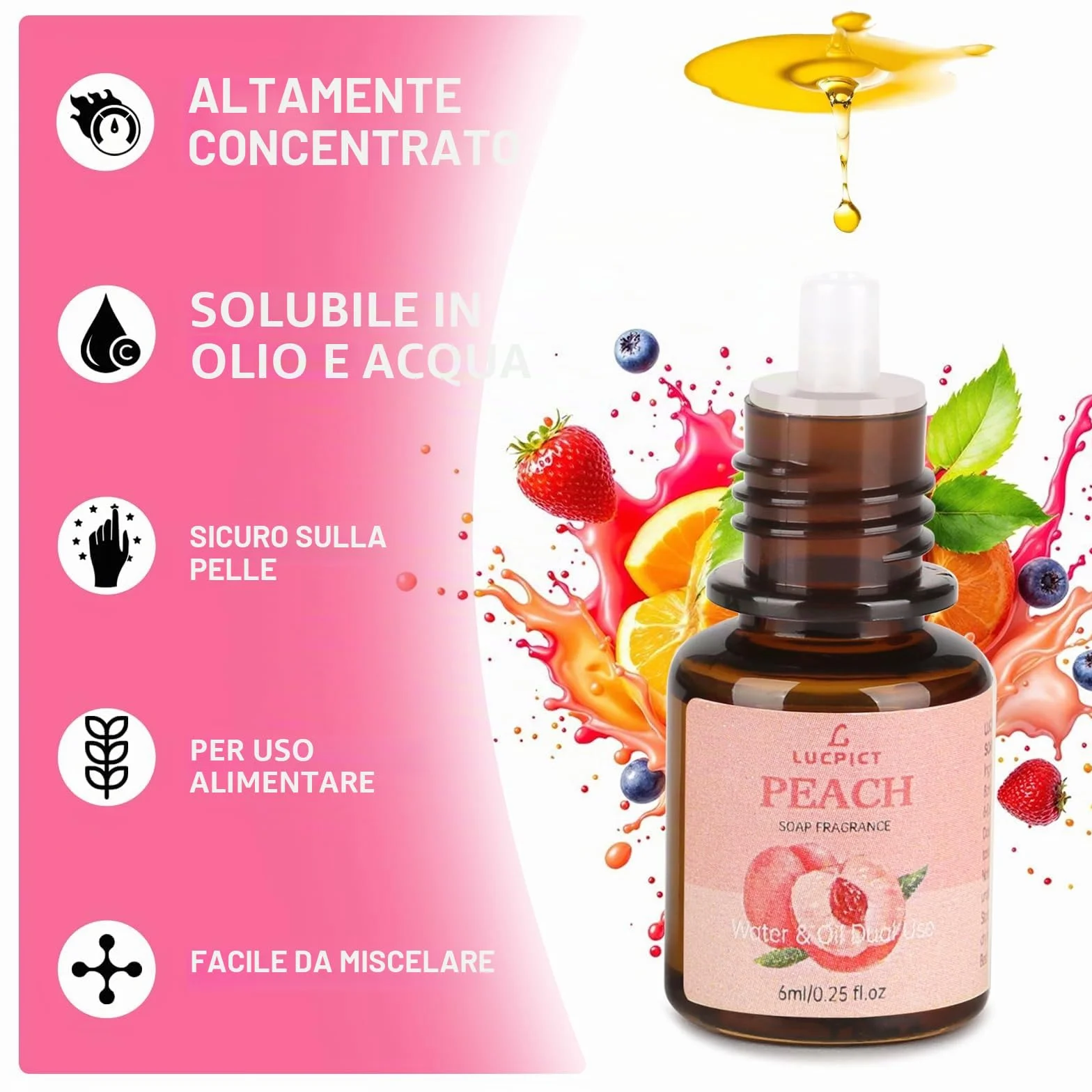 Set di oli profumati da 10 x 6 ml, olio profumato per la creazione di saponi, set di oli profumati liquidi per saponi, set di oli profumati di qualità alimentare per bombe da bagno fai da te