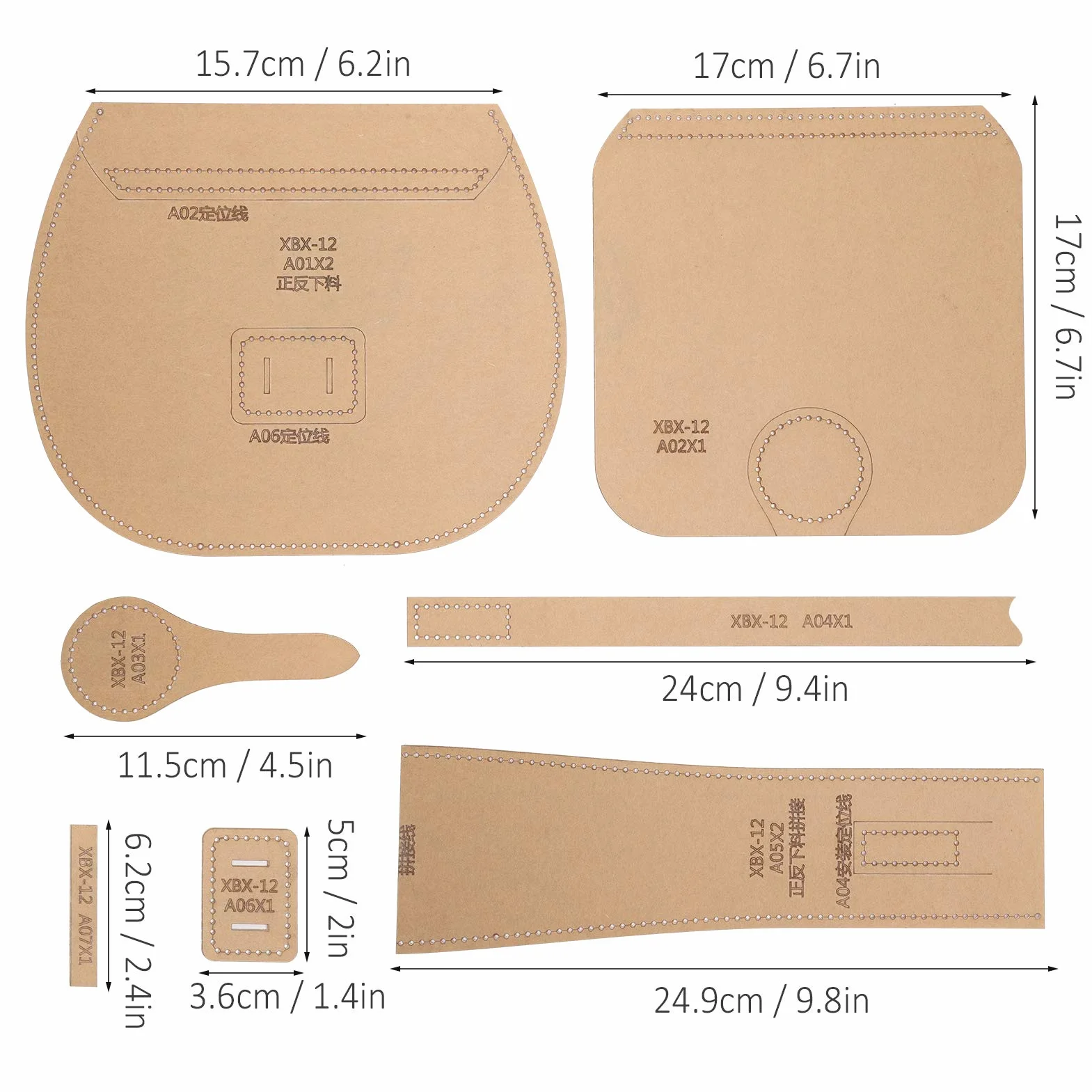 Modello Acrilico Stampo Modello Artigianale in Pelle di per Borsa a Tracolla, Borsa a Tracolla Creazione di Forniture Fai-da-te con Modello Modello Trasparente per