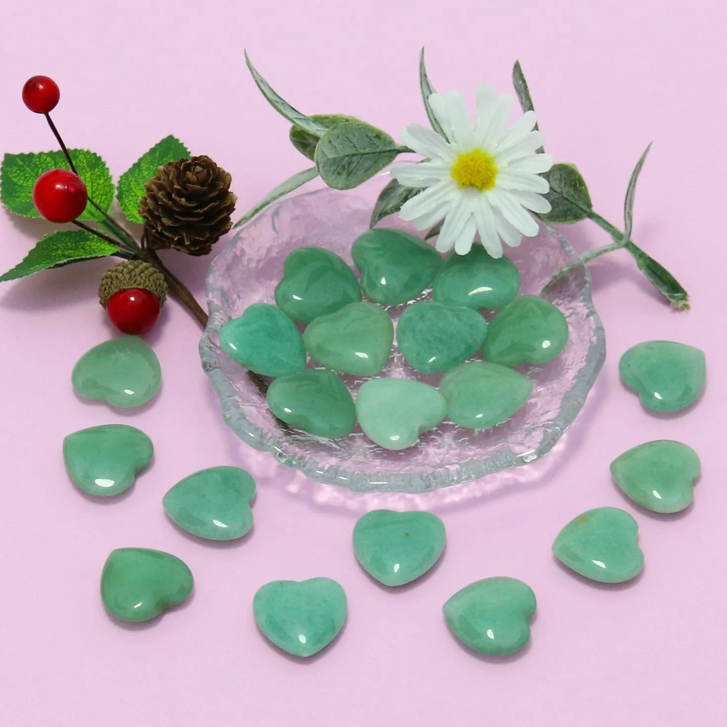Avventurina Verde Naturale Cristalli a Forma di Cuore - Pietre Curative per Reiki, Chakra, Wicca