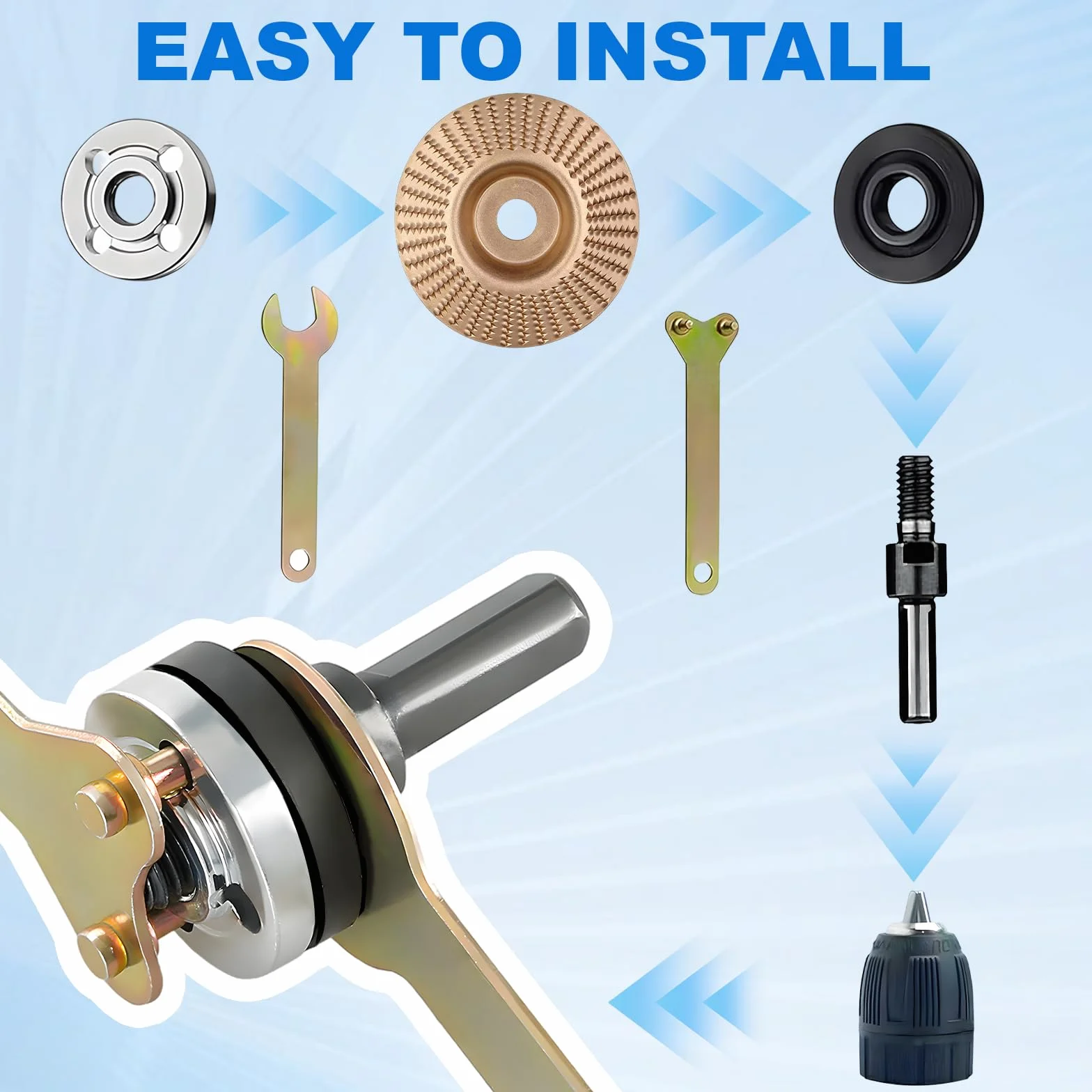 Smerigliatrice angolare set 10 accessori adattatore chiave a brugola trapano a mano