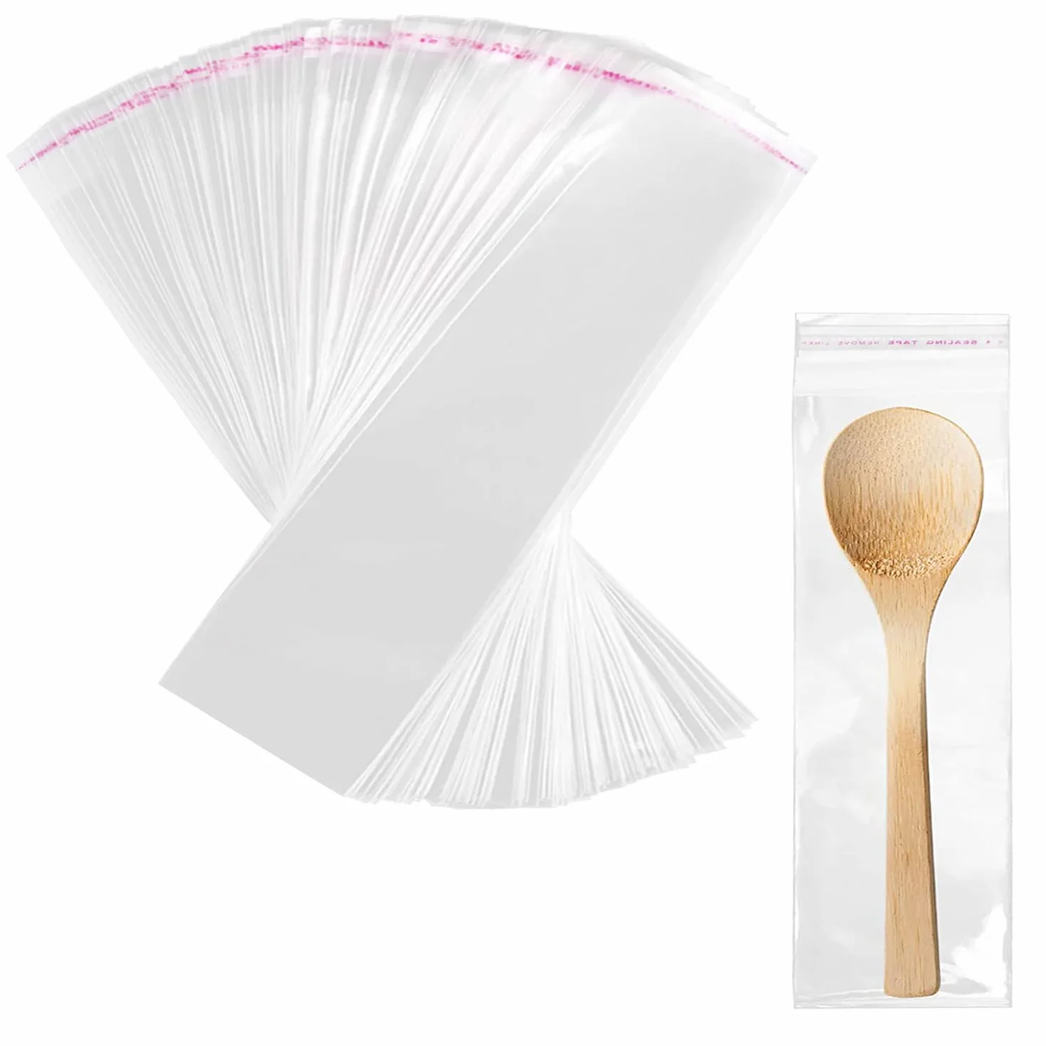 Confezione da 100 sacchetti cellophane trasparenti autoadesivi 5x15 cm, chiusura adesiva 50 µm. Sacchetti piccoli per orologio, forcina capelli