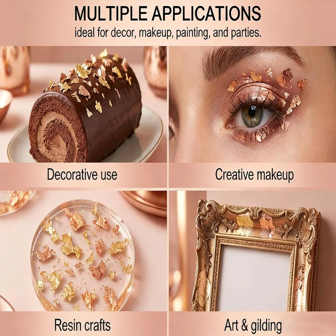 3 Confezioni di Scaglie di Foglia d'oro commestibile, residui Decorativa Multifunzionale, Ideale per Cucina, Torte Mousse, Prodotti da Forno, Dolci, lavori Artigianali e Decorazioni