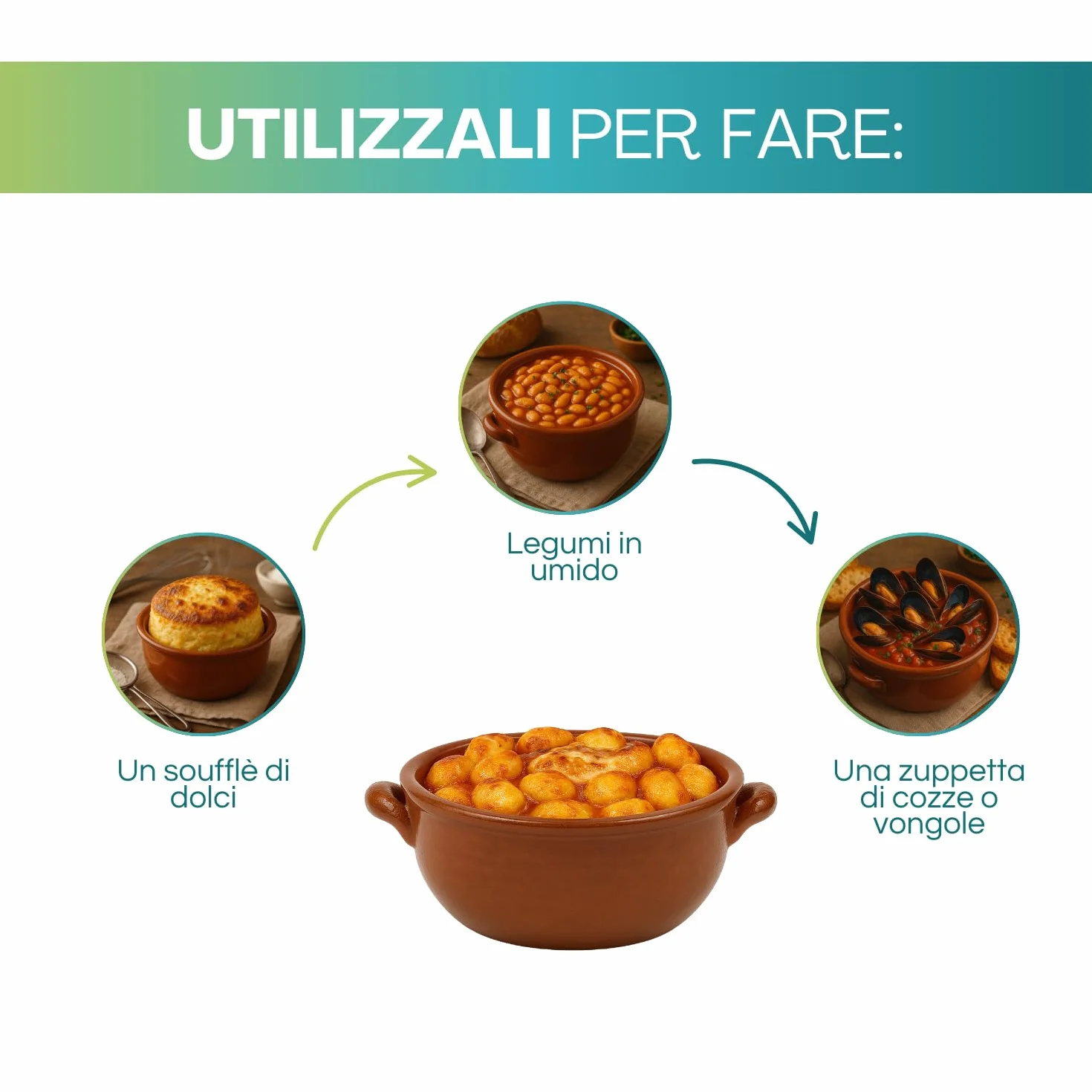 Virsus 6 Tegamini Coccio Monoporzione Terracotta Ciotole 14x6 cm Forno Pasta al Forno Made in Italy