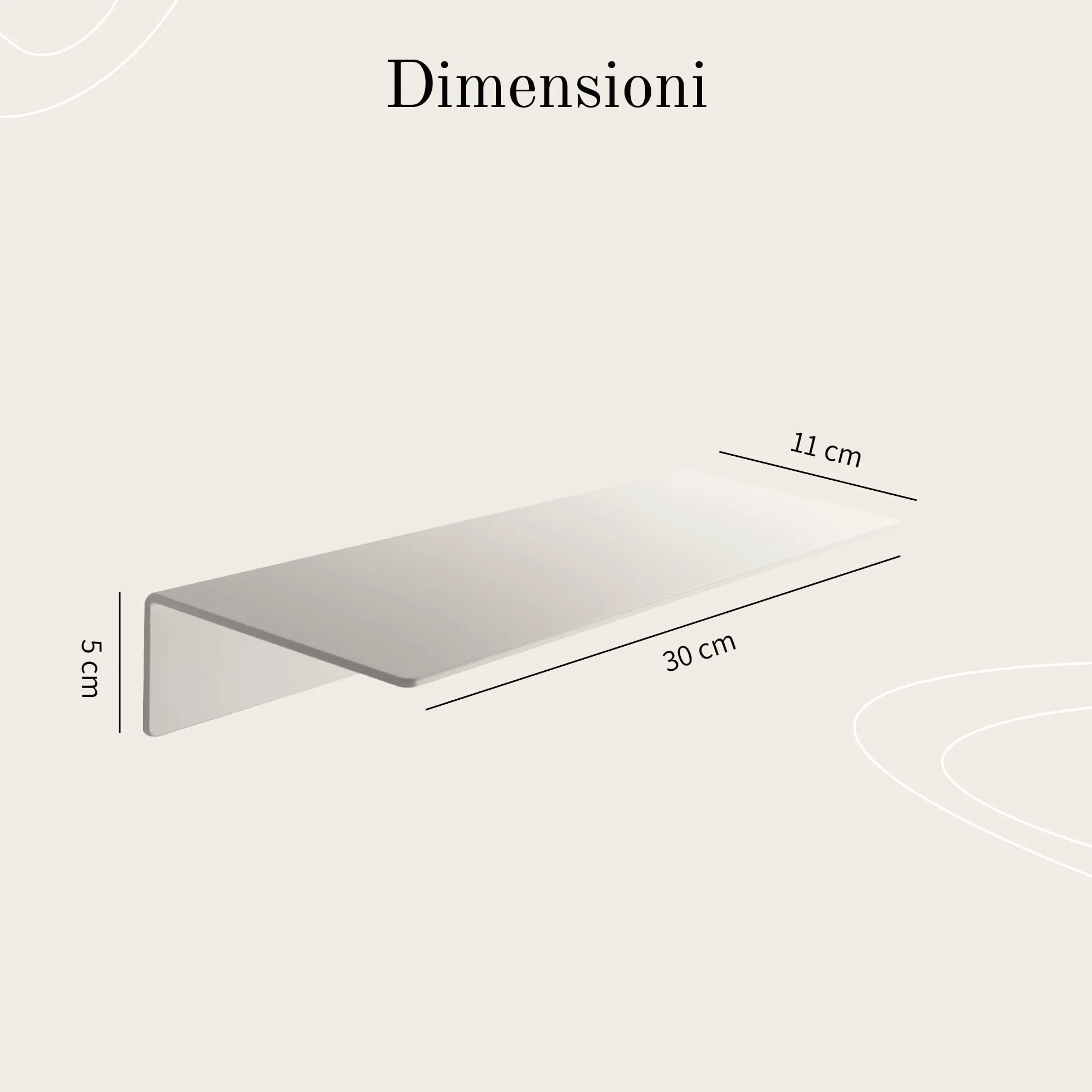 Design Amburgo | Mensola da bagno | Ripiano senza forare (Bianco satinato, 30 cm)