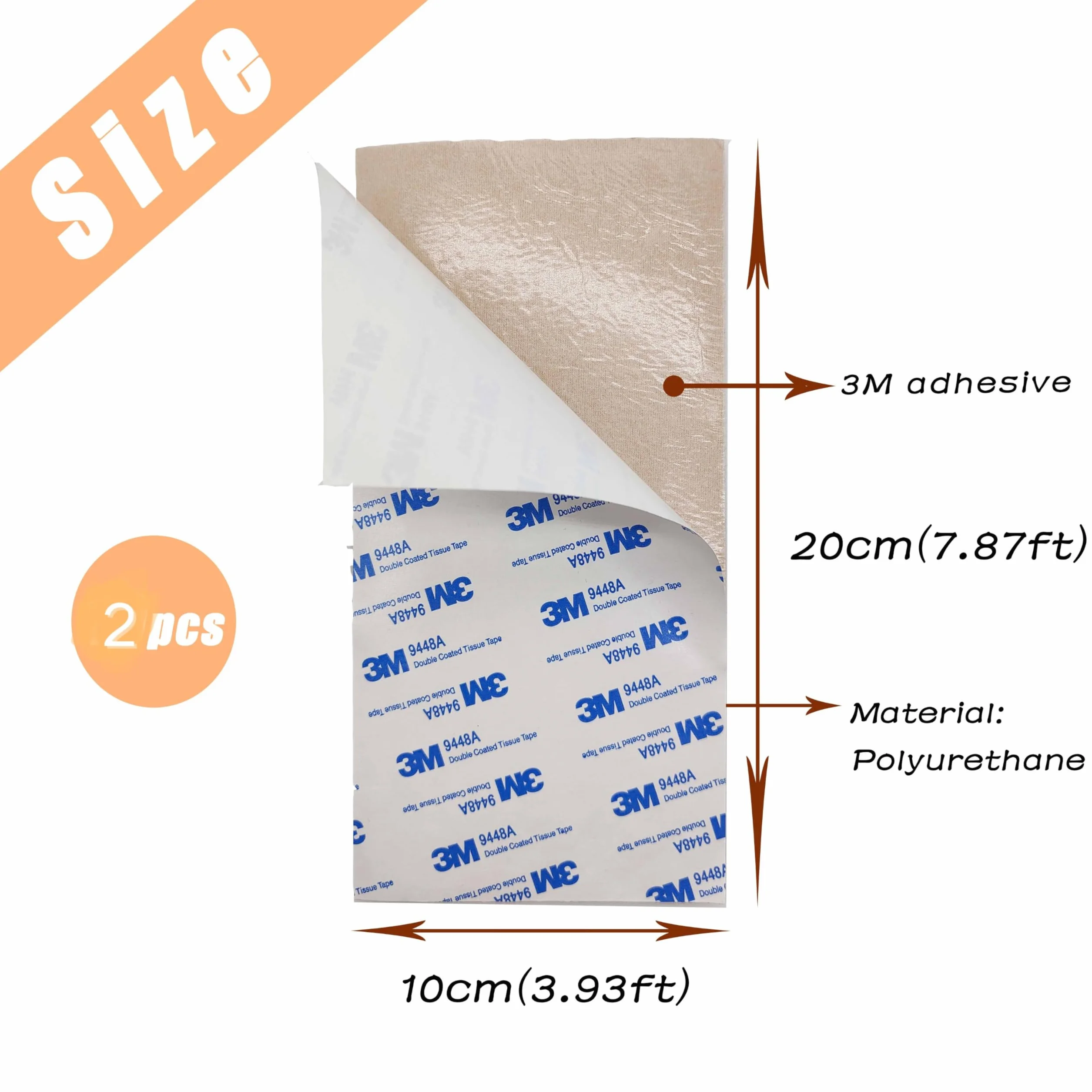 Blu Brillante Toppe in Pelle Autoadesive 10 x 20 cm, Finta Pelle